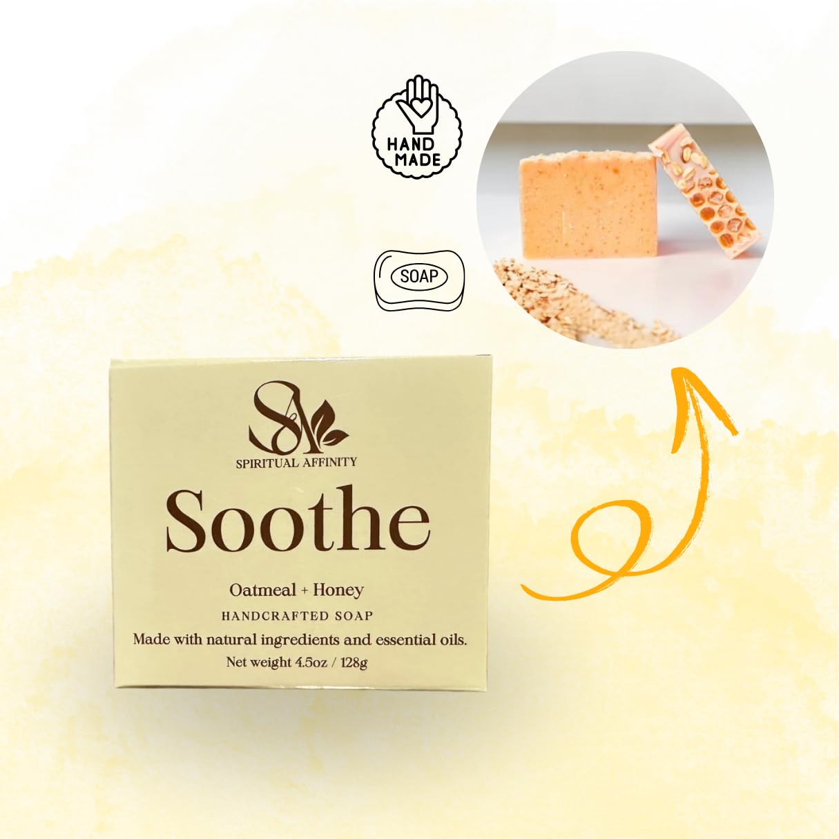 **Soothe Body Soap - Gentle Oatmeal & Honey Bar Soap for Sensitive & Eczema-Prone Skin, Natural Moisturizing Hand Soap with Luxurious Lather | Ideal for Dry Skin Care, Bath & Shower**