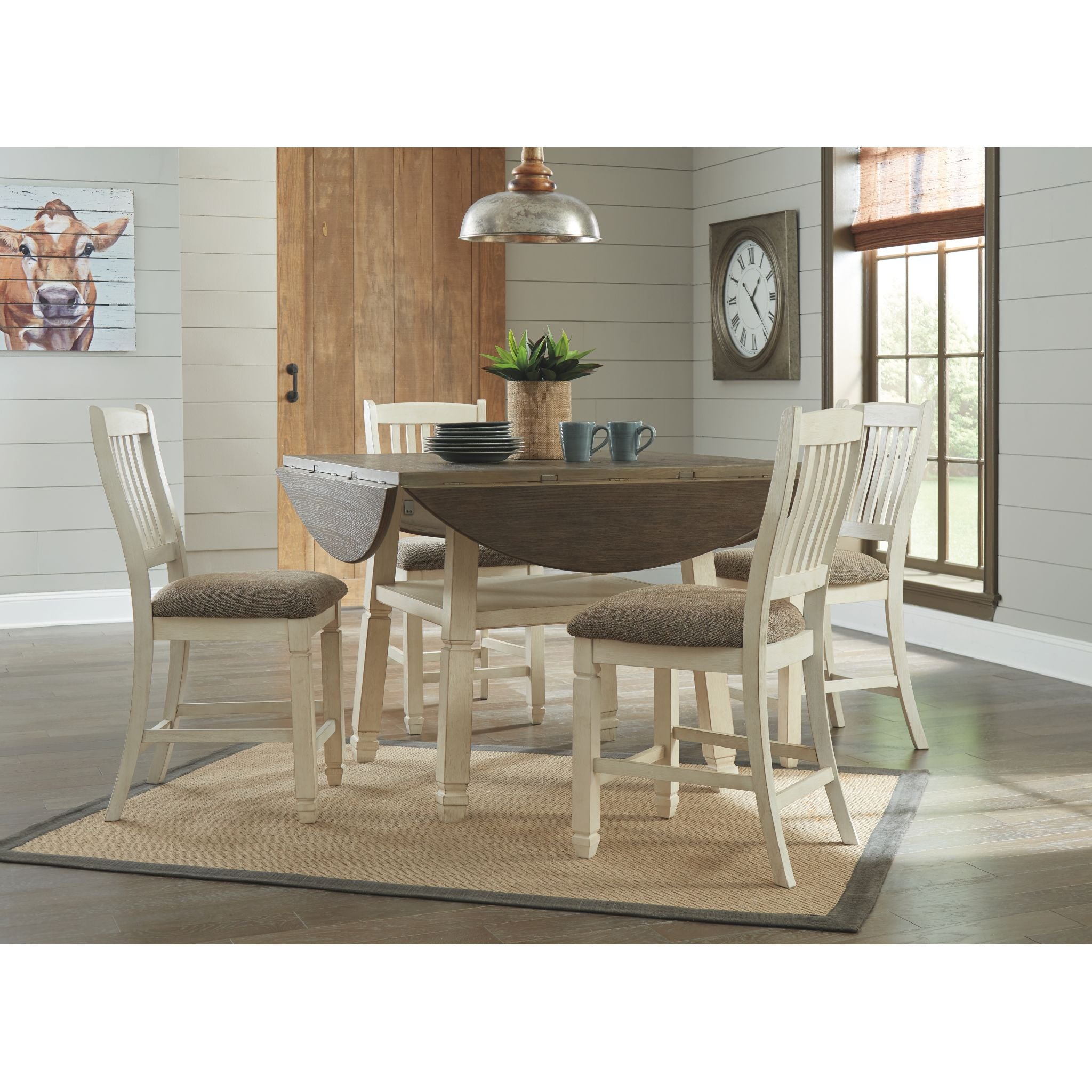 Bolanburg 5-Piece Counter Height Dining Set - Modern Kitchen Table and Stools for Small Spaces - Perfect for Breakfast Nook, Apartment, or Bar Counter Use