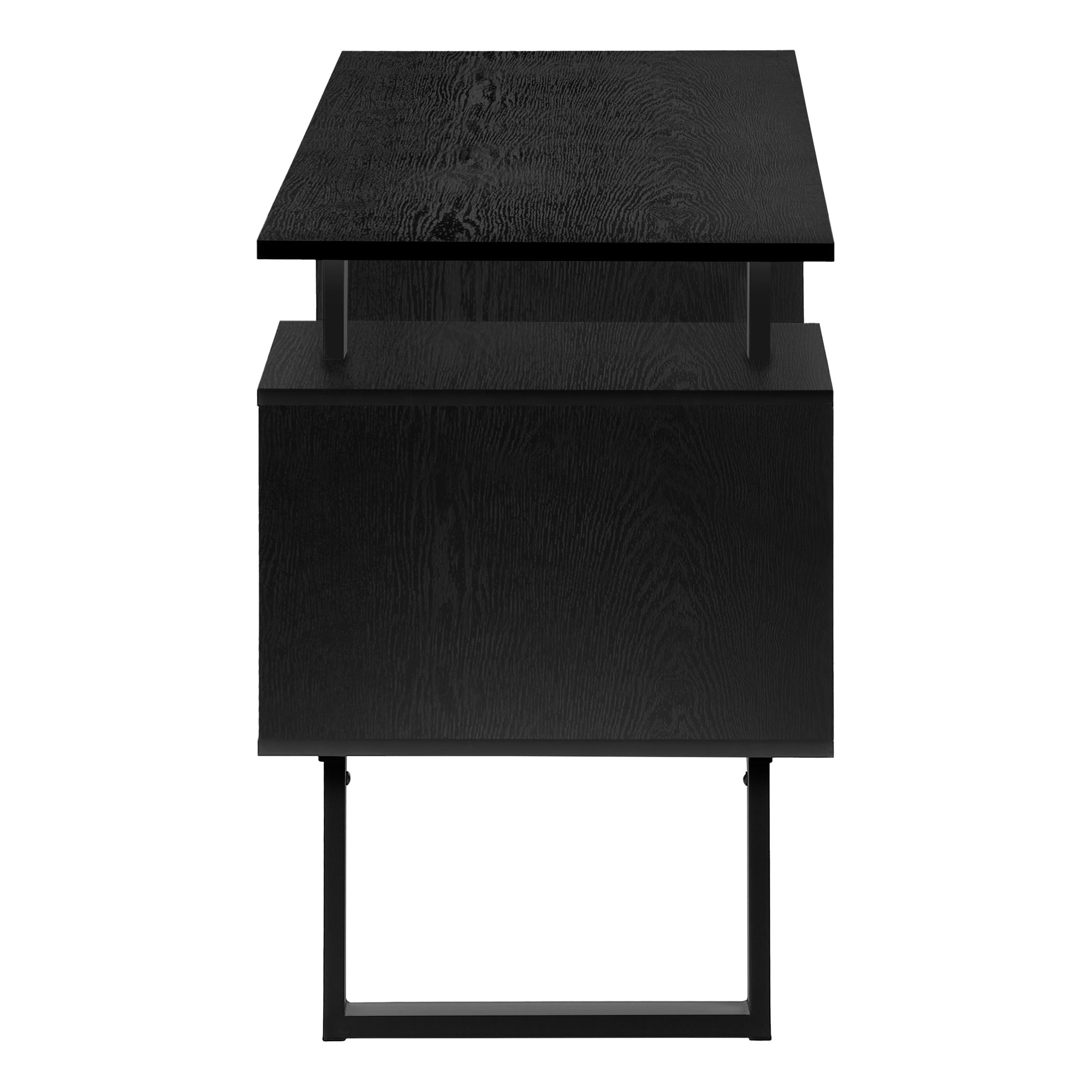 48L Black Laminate Computer Desk with Storage Shelves - Modern Home Office Workstation for Small Spaces, Gaming & Study - Sturdy Writing Desk with Keyboard Tray & Cable Management
