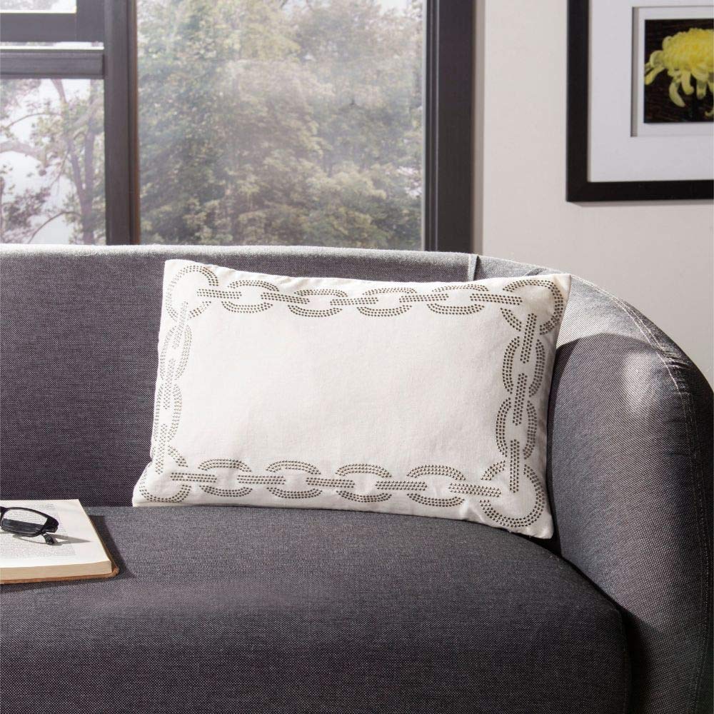 SAFAVIEH Sibine Cement Throw Pillow Covers Set of 2 - 12x20 Inch Decorative Grey Pillows for Sofa, Bed & Living Room - Soft Textured Accent Pillows for Home Decor