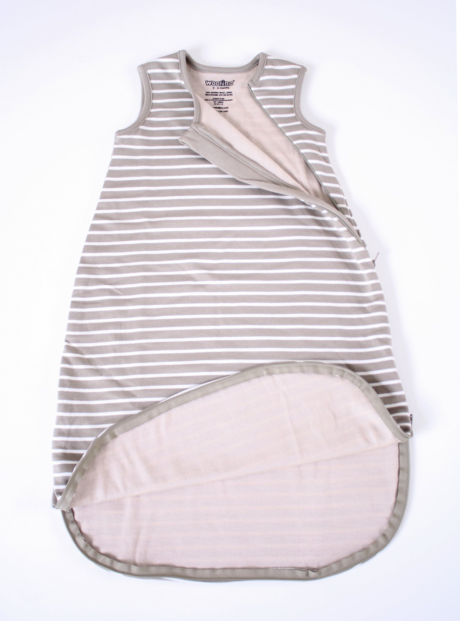 Woolino Merino Wool & Organic Cotton Baby Sleep Sack - 4 Season Wearable Blanket for Infants & Toddlers (18-36 Months) - Two-Way Zipper Design for Easy Diaper Changes - Earth Tone - Perfect for Nursery, Daycare & Travel