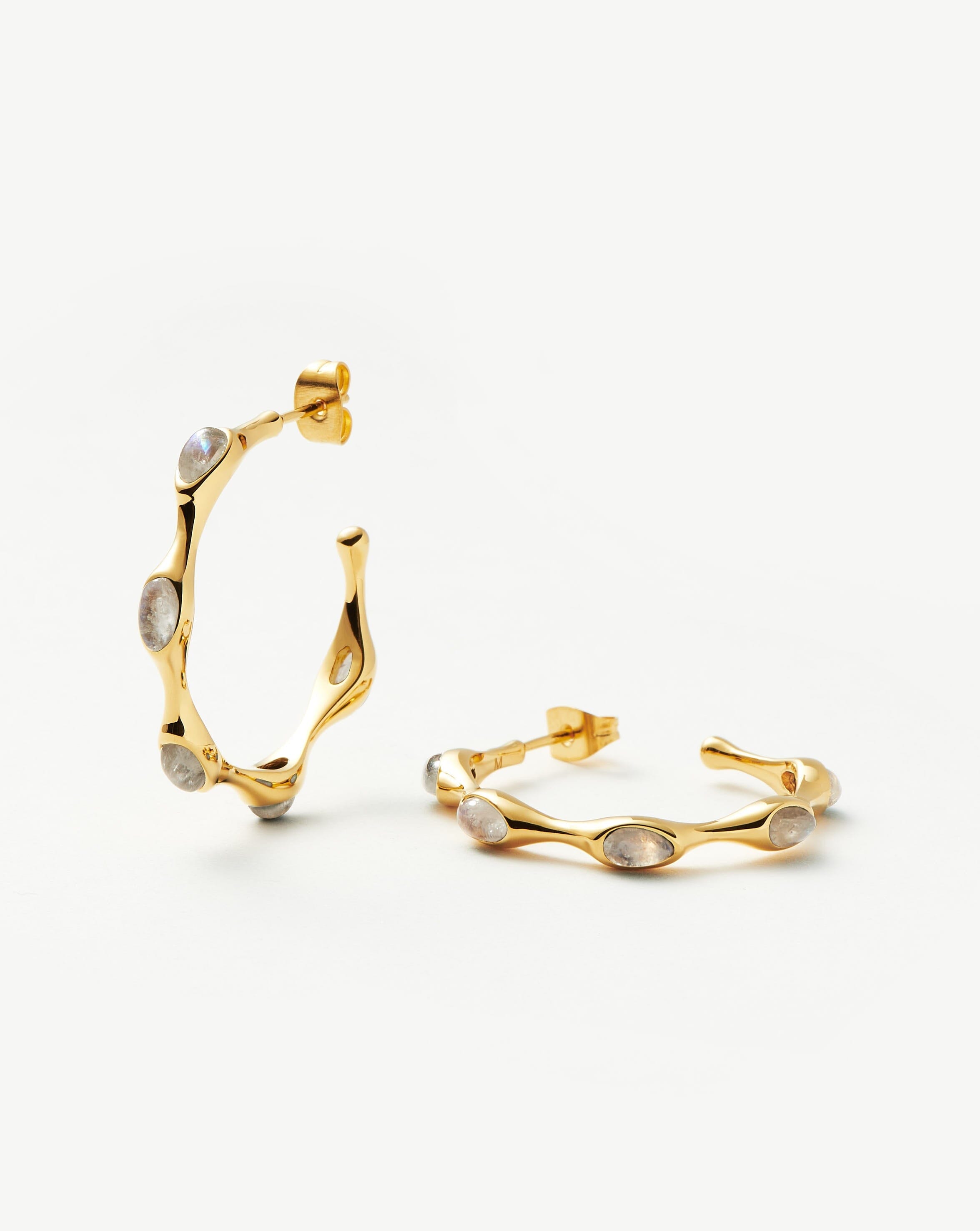 Magma Gemstone Medium Hoop Earrings - 18k Recycled Gold Plated Sterling Silver | Boho Chic Jewelry for Women | Perfect for Everyday Wear, Date Nights & Special Occasions