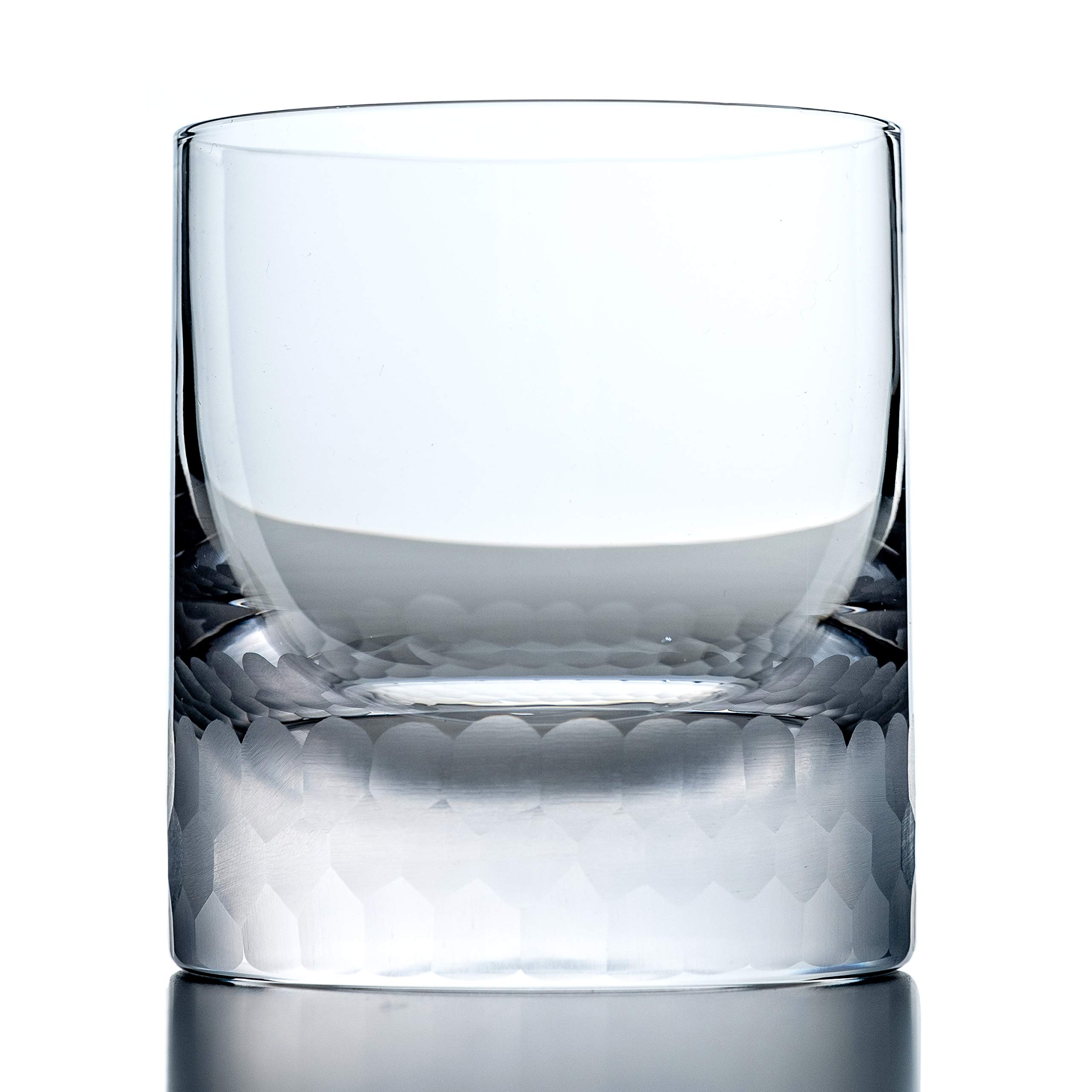 Amehla Hive Handblown Honeycomb Double Old Fashioned Glasses - 12oz Solid Crystal Bourbon Rocks Glasses, Set of 2 or 4 Lowball Whiskey Glasses - Perfect for Cocktails, Bourbon, Scotch & Home Bar Entertaining