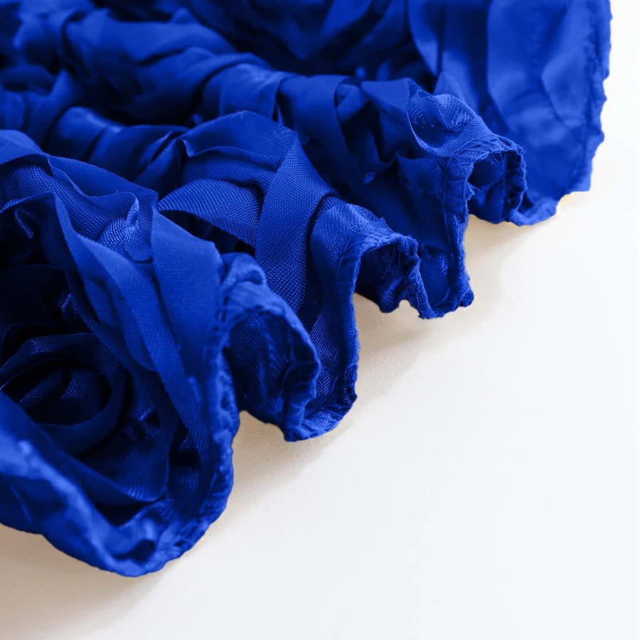 90x156 Inch Satin Ribbon Roses Rectangle Tablecloth - Elegant Wedding, Party, and Holiday Dining Table Cover for Formal Events & Home Decor