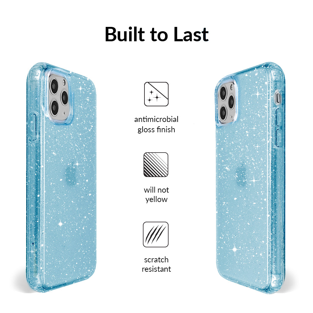 Blue Stardust Glitter iPhone Case - Sparkling Protective Cover for iPhone 13/14/15 Pro Max - Trendy Fashion Accessory for Parties, Events & Everyday Use