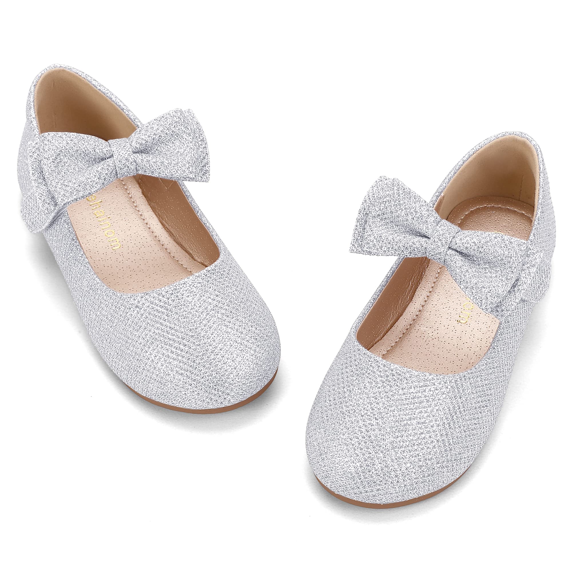 Hehainom Toddler Flower Girls Dress Shoes - Mary Jane Princess Ballet Flats with Bow & Pearls for Wedding, Party, School | Comfortable & Stylish for Special Occasions, Pageants & Formal Events