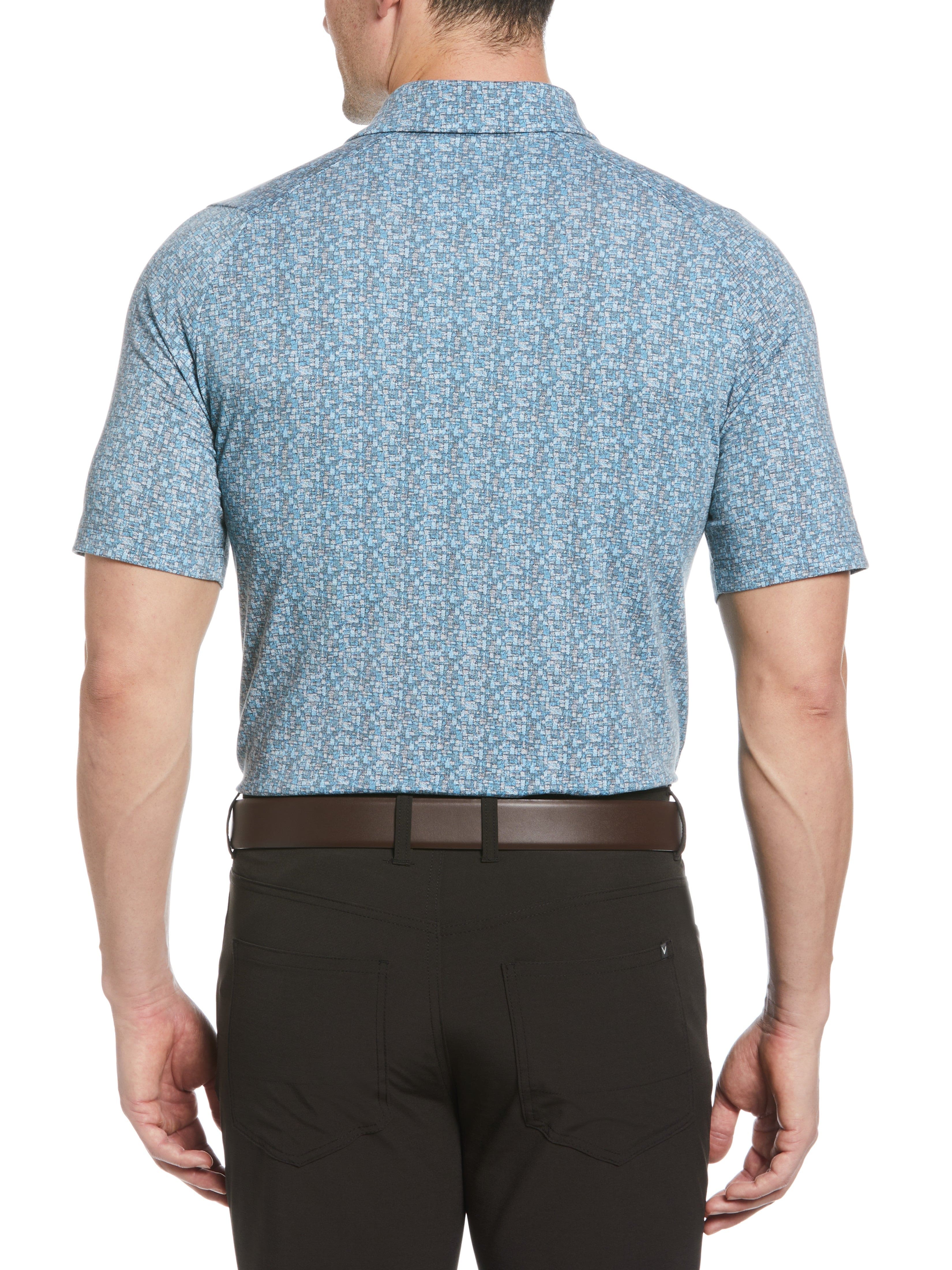 Men's Glitched Oxford Print Golf Polo Shirt - Stylish & Comfortable for Golf, Casual Wear & Outdoor Activities