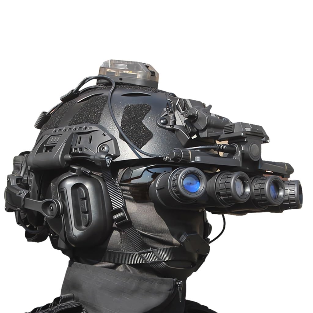 Tactical Airsoft Fast Helmet Set - Military Style Paintball & Hunting Gear with Headset, Goggles & Telescope (Black) - Perfect for Outdoor Games, Cosplay & Halloween Costumes