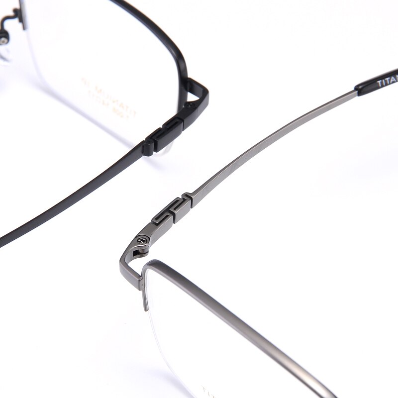 Bclear Men's Semi-Rimless Rectangle Titanium Frame Eyeglasses My008 - Lightweight & Durable Glasses for Work, Reading & Everyday Use