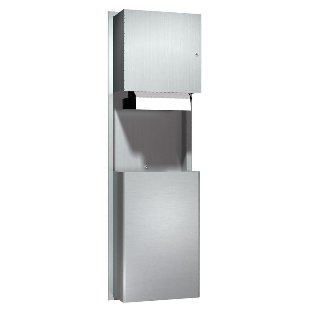 ASI 046924AC 9 Automatic Paper Towel Dispenser with Waste Bin - Surface Mount Satin Finish | Ideal for Restrooms, Kitchens & Commercial Spaces