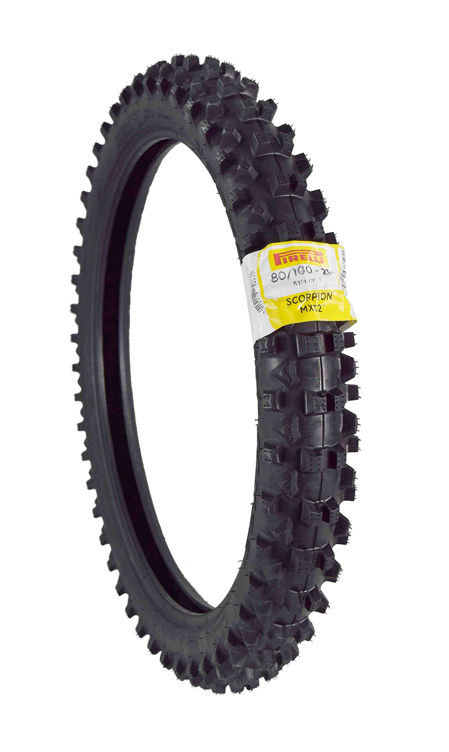 Pirelli Scorpion MX32 Mid Soft Dirt Bike Motocross Tire with Inner Tube & Keychain - 80/100-21 - Perfect for Off-Road Racing, Trail Riding & Motocross Adventures