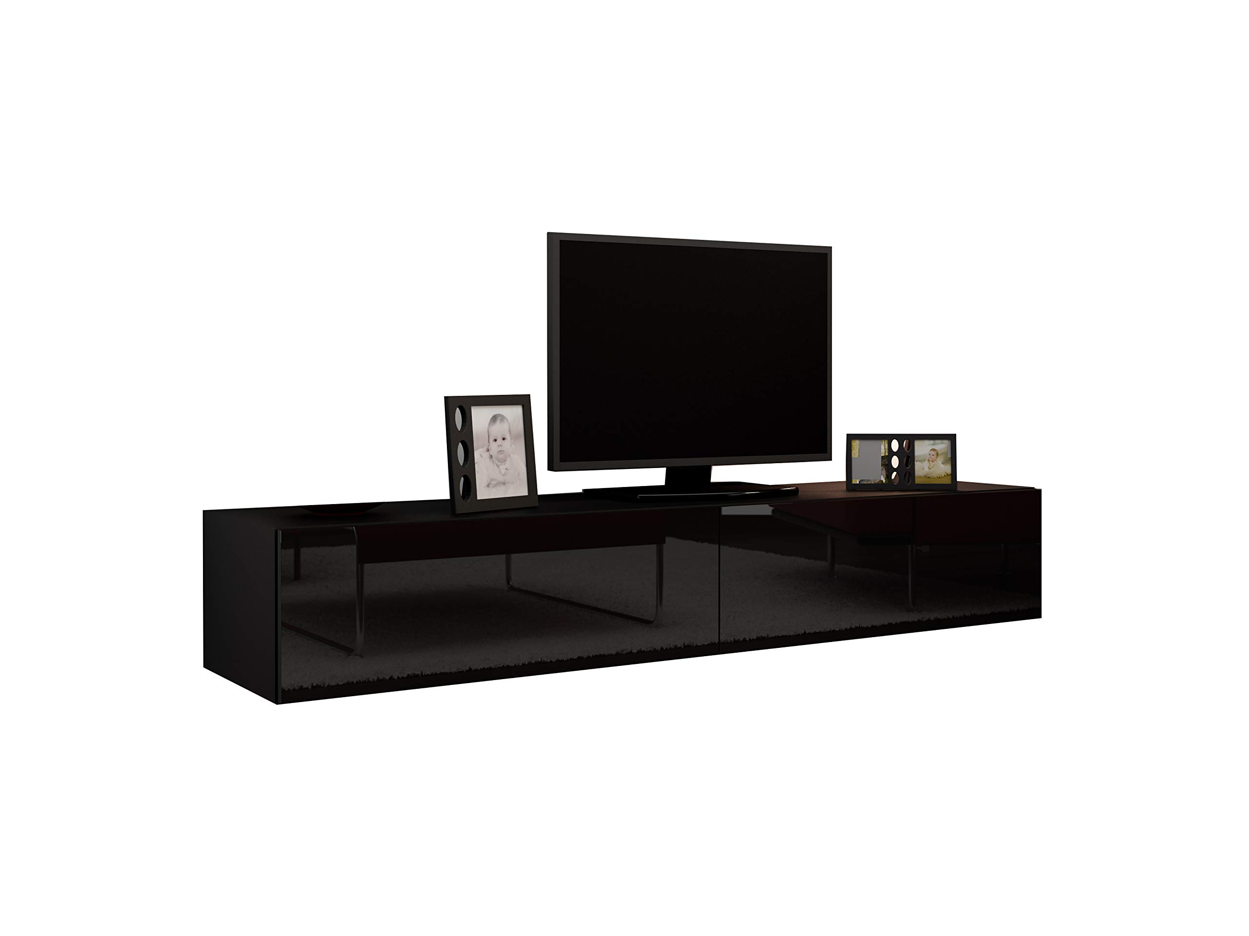 VIGO High Gloss Modern TV Stand for Living Room - Black Entertainment Center with Storage for Flat Screen TVs up to 65