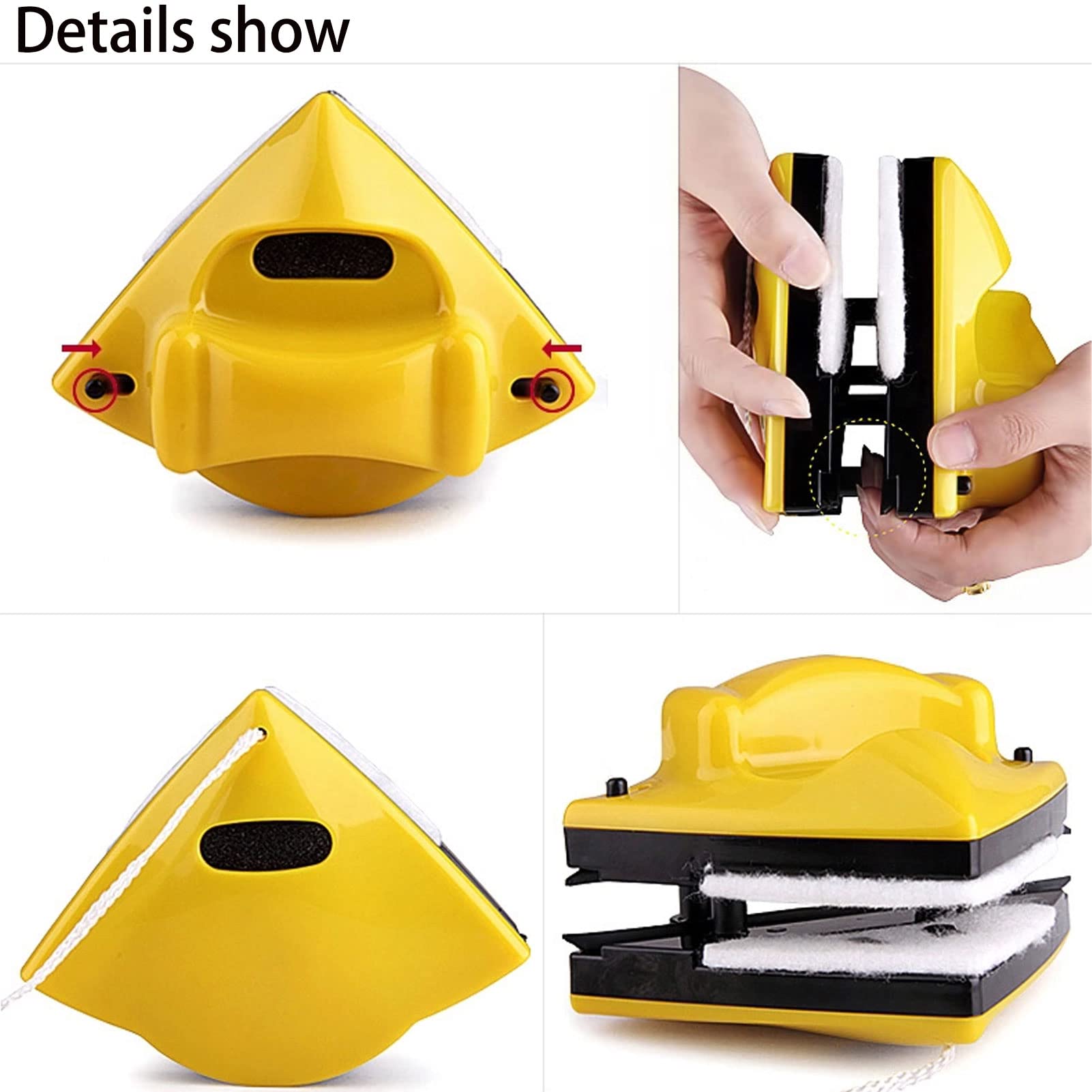 Double-Sided Magnetic Window Cleaner for Double Glazed Glass - Strong Hold Window Washing Tool with Brush - Perfect for High-Rise Buildings, Skylights, and Hard-to-Reach Windows
