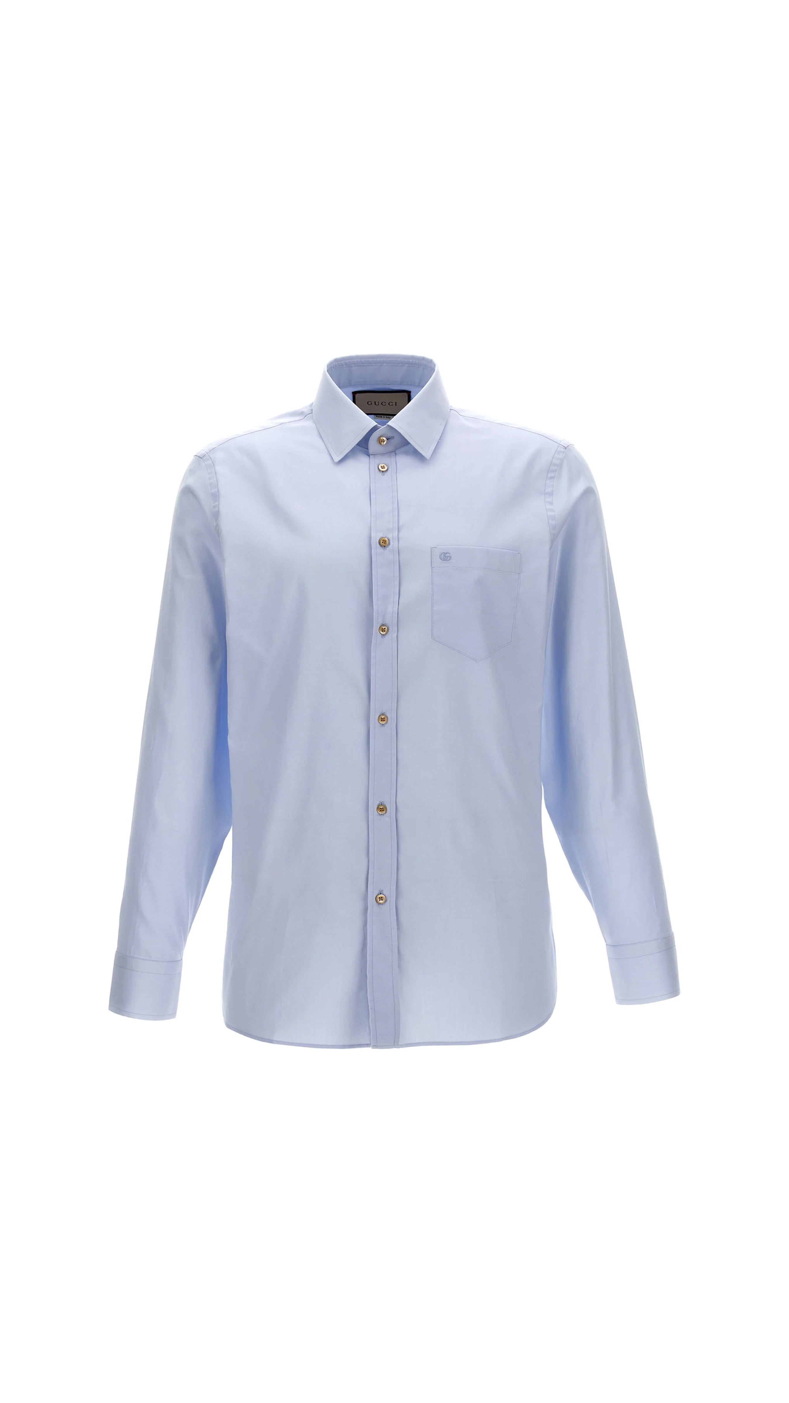 Double G Embroidered Shirt for Men - Premium Blue Casual Button Down Shirt with Unique Embroidery Design | Perfect for Office, Date Night & Casual Outings