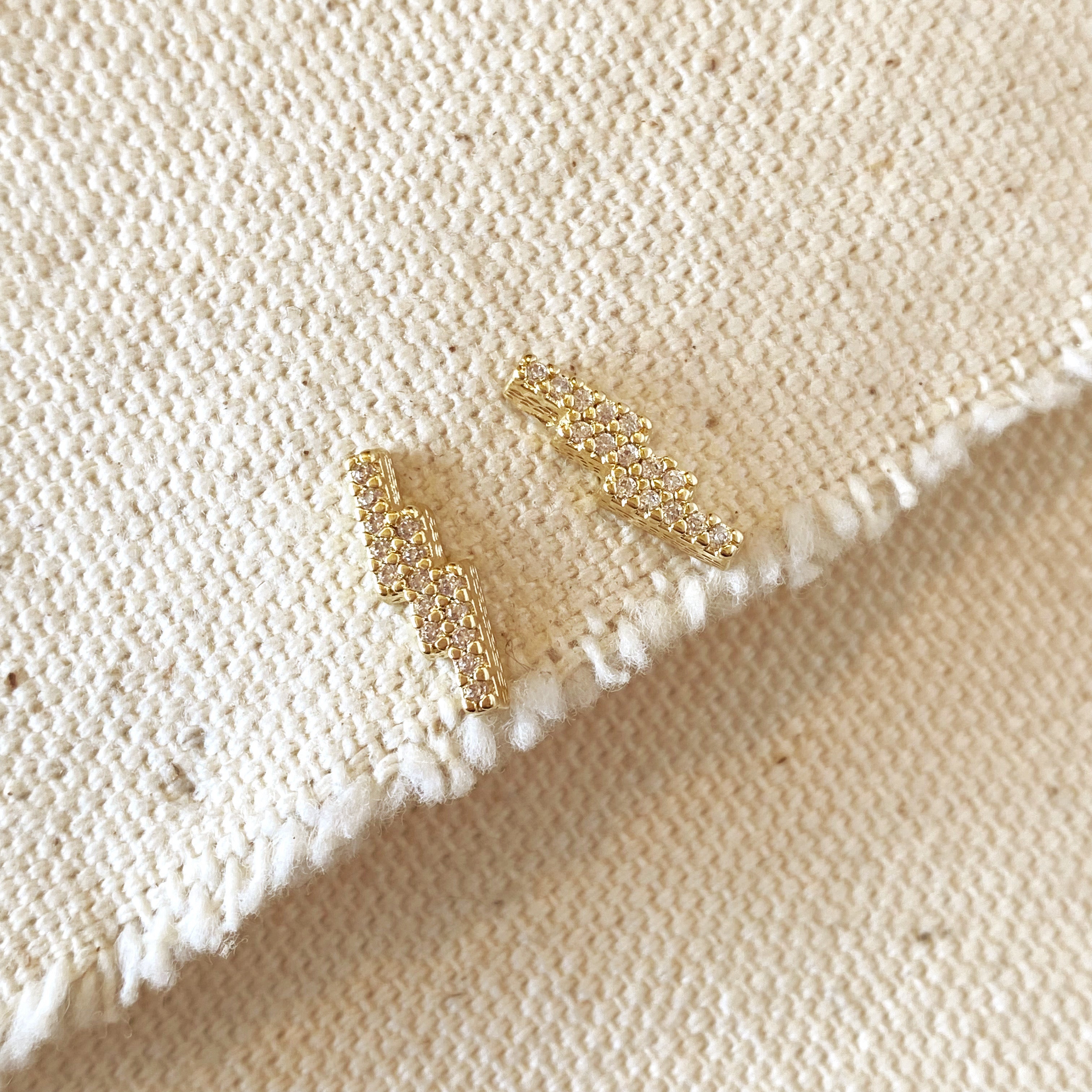 18K Gold Filled Cascading Bars Stud Earrings for Women - Dainty Minimalist Drop Earrings for Everyday Wear, Date Night & Special Occasions