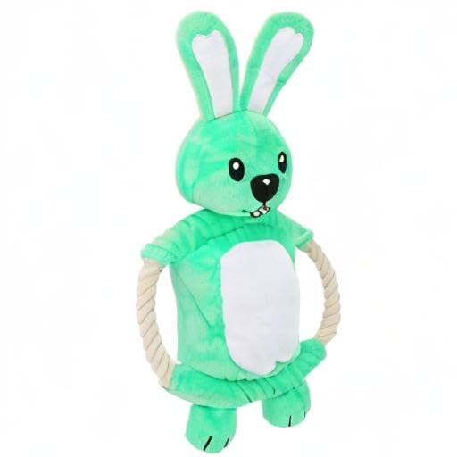 **Durable Squeaky Dog Toys - Funny Plush Rabbit Chew Toy for Small, Medium & Large Dogs - Perfect for Playtime, Training & Birthday Gifts (Green)**