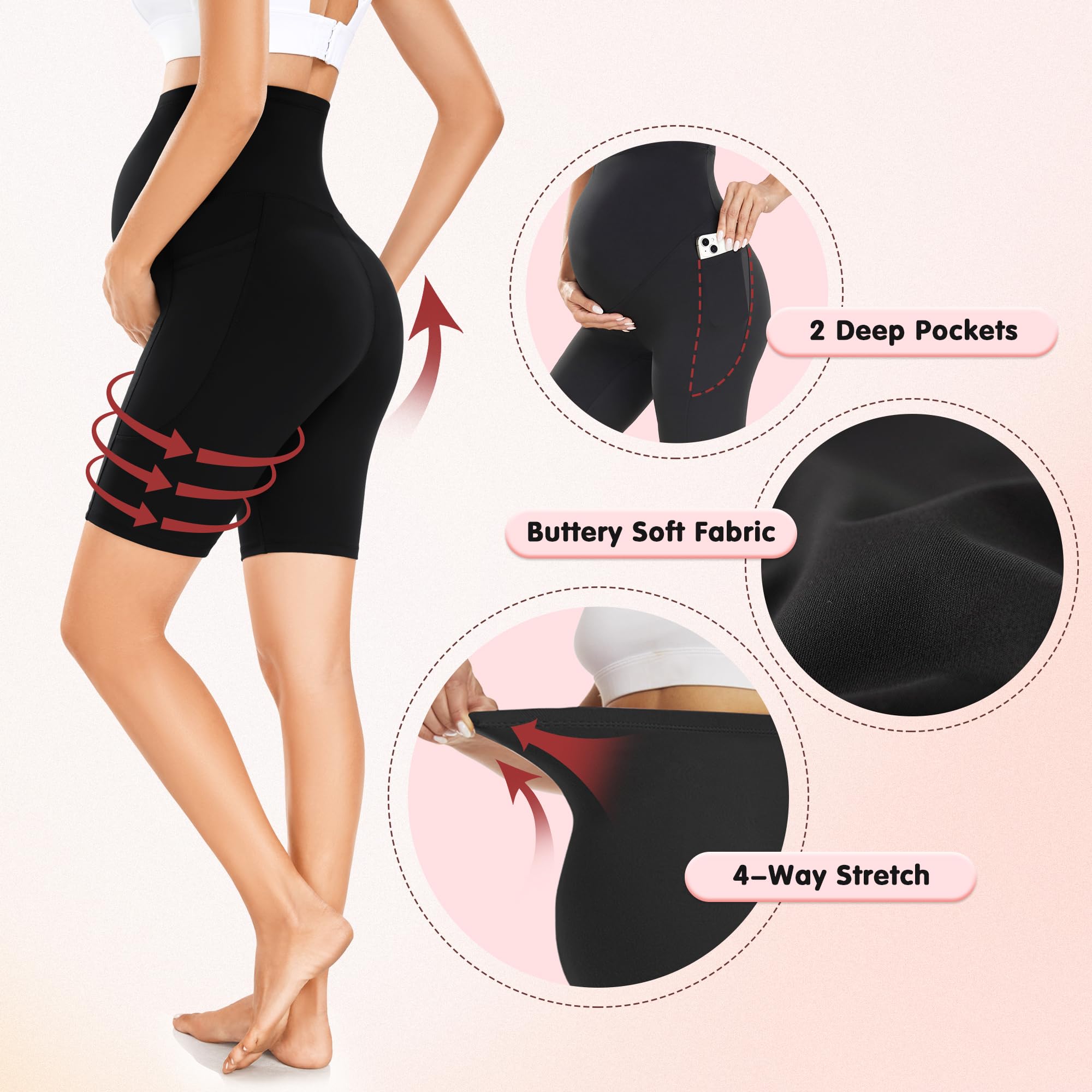 FULLSOFT 3 Pack Maternity Shorts Over Belly - 8