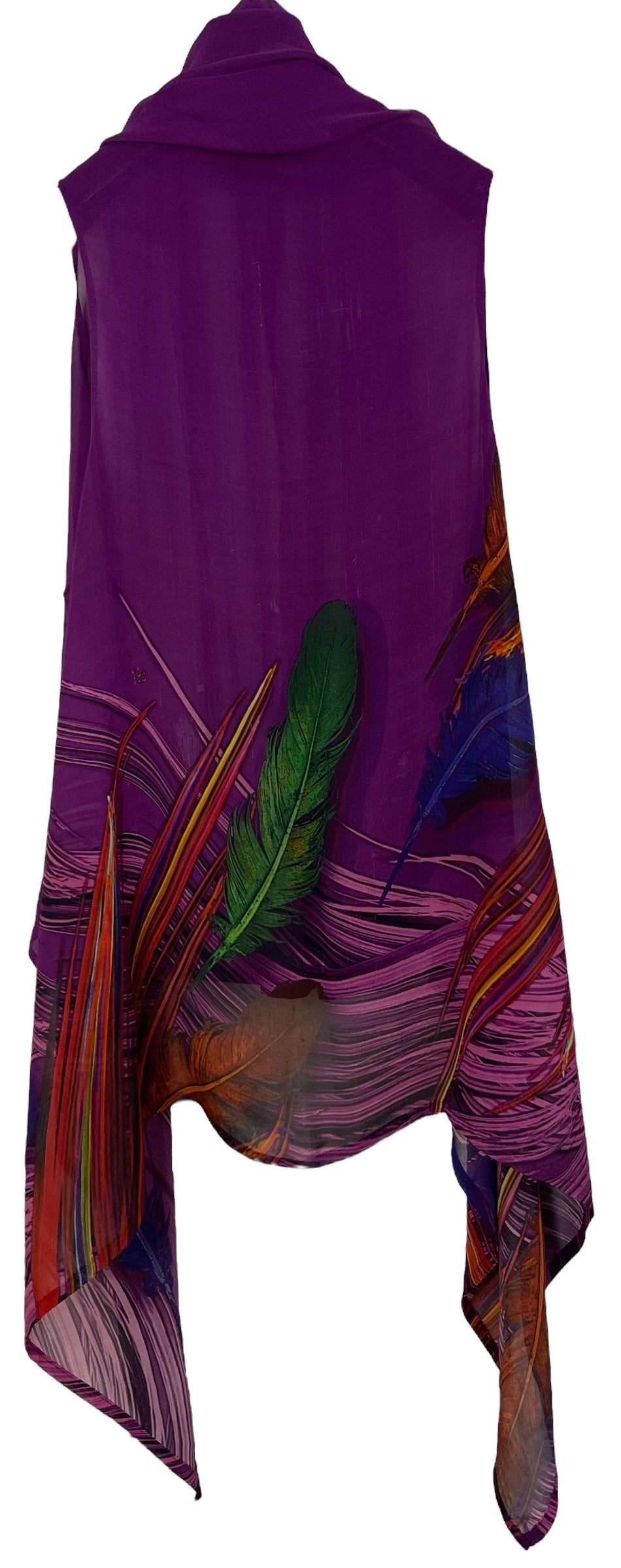PRG6745 Sheer Avatar Pure Silk Versatile Vest for Women - Lightweight Summer Layering Piece for Beach Cover Ups, Evening Wear & Boho Outfits