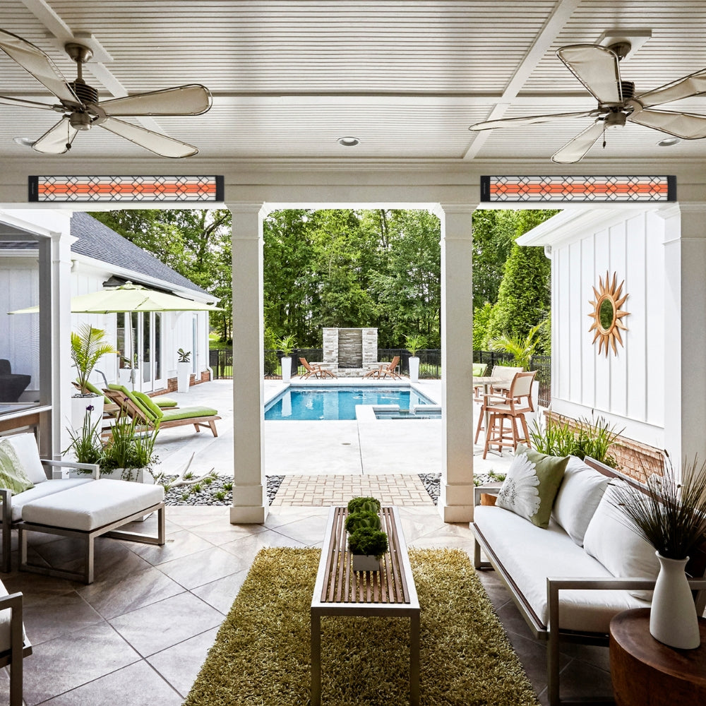 Infratech Motif CD Series 6000W 61 Inch Dual Element Marine Grade Electric Heater with Craftsman Fascia - Outdoor Patio, Deck & Pool Heating Solution for All-Weather Comfort