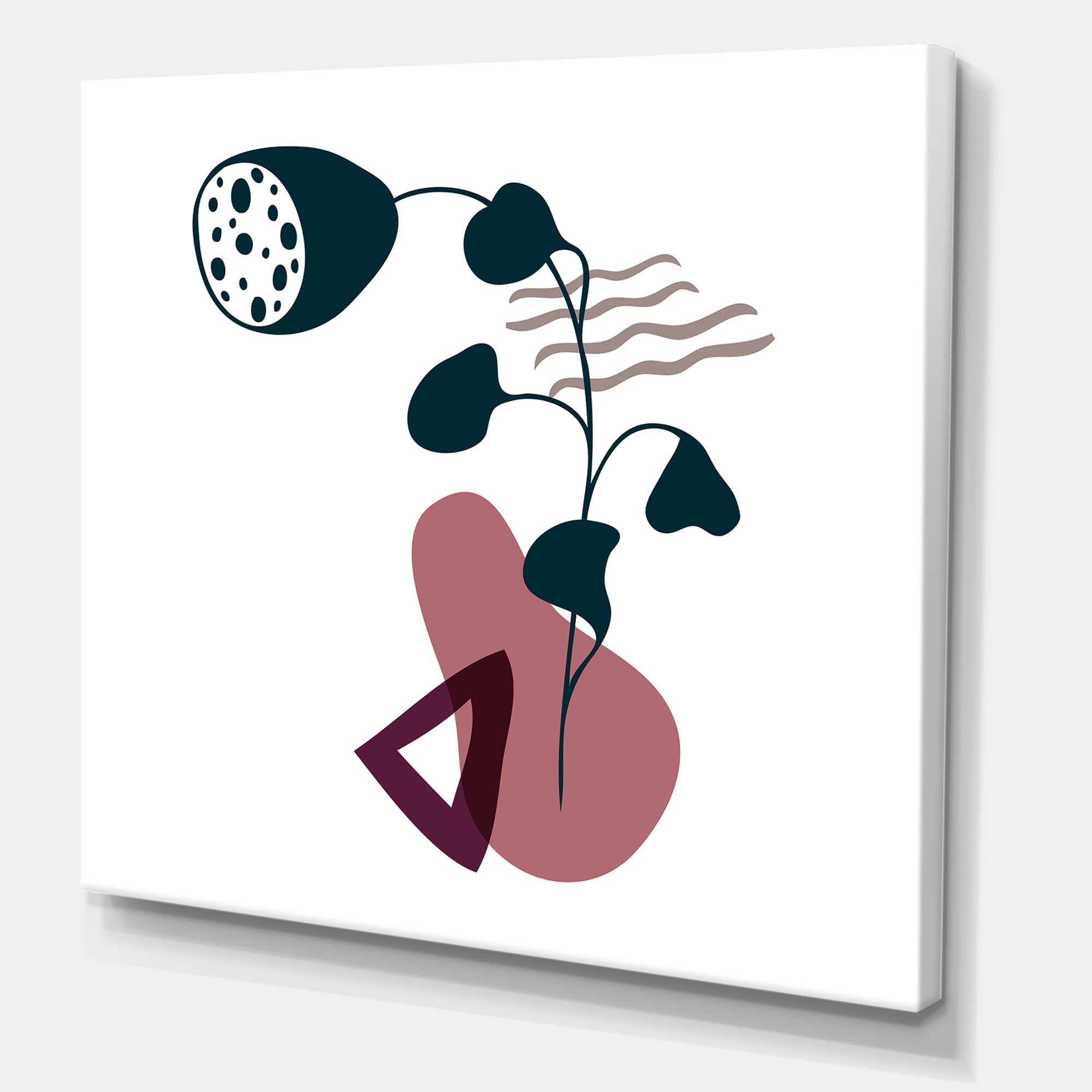 Modern Abstract Floral Canvas Wall Art with Geometric Shapes - Perfect for Living Room, Bedroom & Office Decor