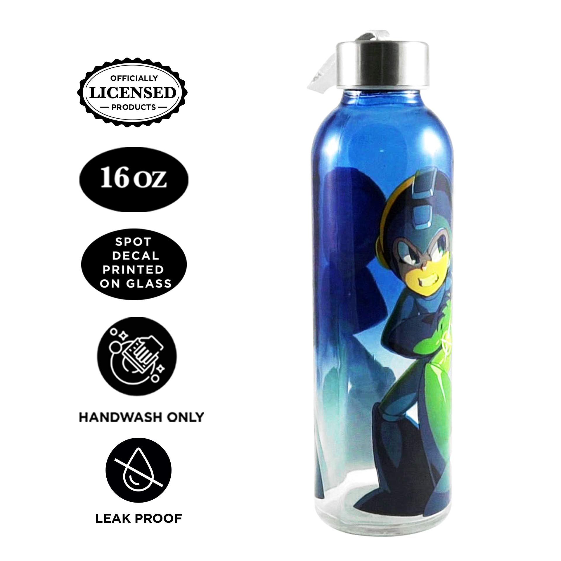 Official Nintendo Switch Megaman Sports & Fitness Training Glass Water Bottle 20oz - Insulated Hydro Flask for Gym, Workout & Outdoor Activities - Perfect Gift for Kids & Gamers