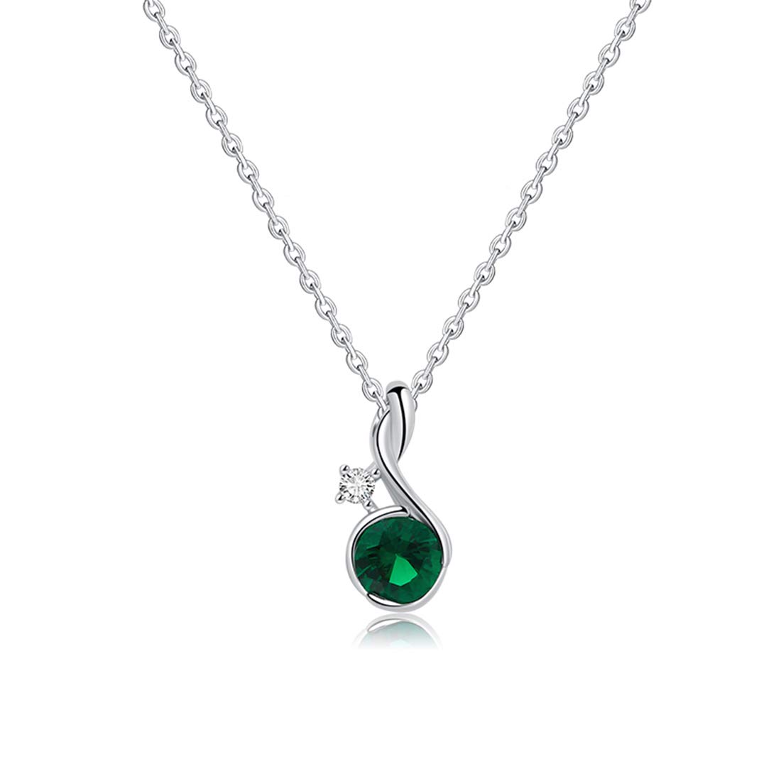FANCIME 925 Sterling Silver Green Round Emerald Drop Dangle Necklace & Stud Earrings Set for Women | Elegant Jewelry Gift for Birthday, Anniversary & Special Occasions