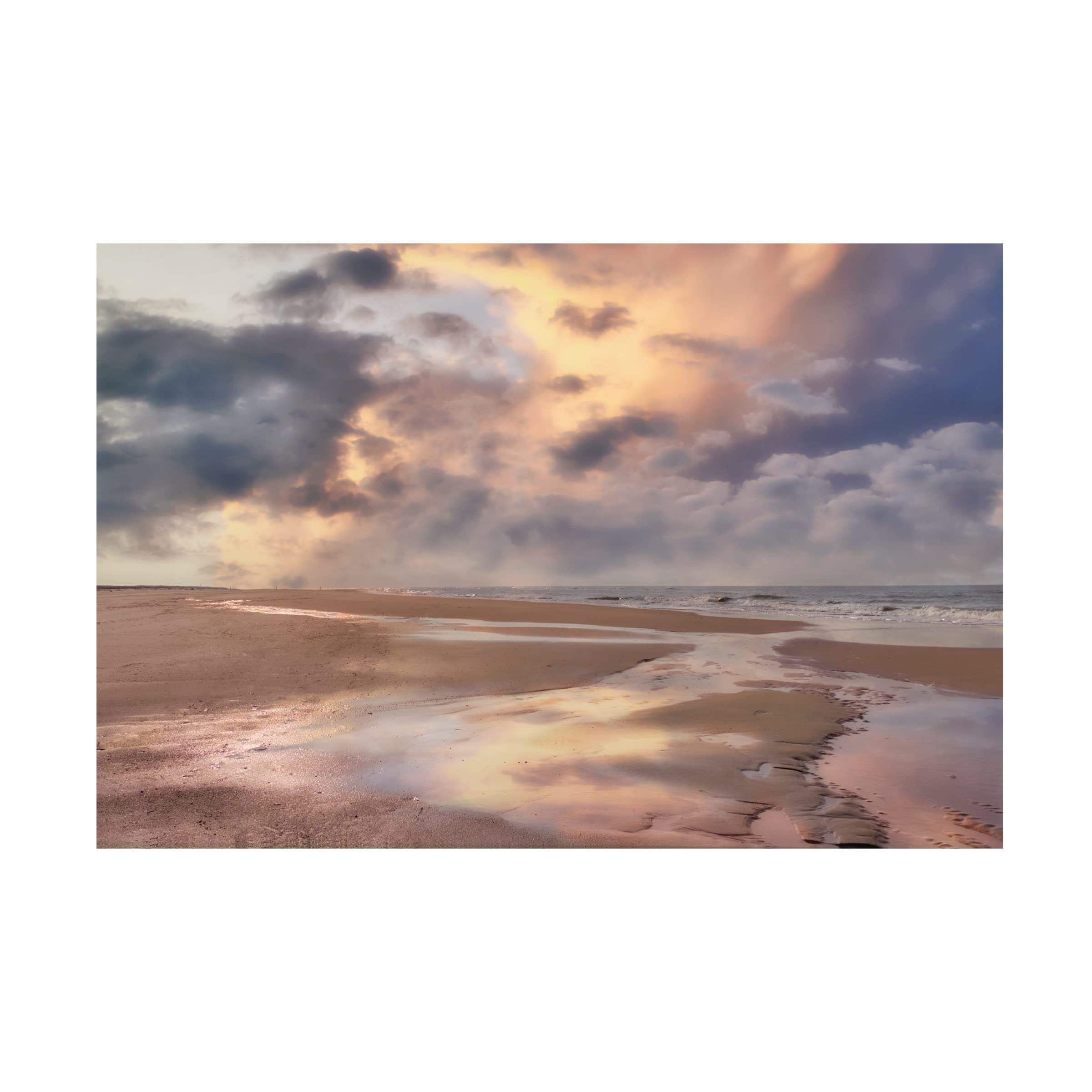 Trademark Fine Art 'Beach with Cloudy Sky' Canvas Wall Art Print by Cora Niele - Coastal Home Decor for Living Room, Bedroom & Office