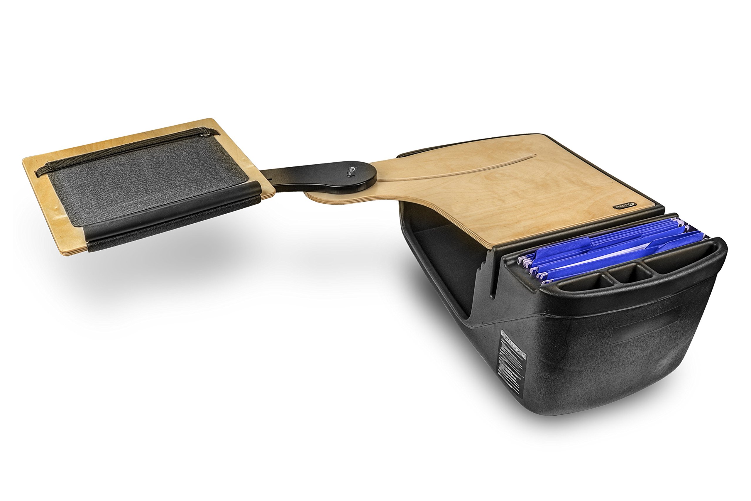 AutoExec AUE10008 Reach Desk Elite-01 BS Vehicle Desks - Black/Grey/Birch Adjustable Laptop Stand for Cars with Extended Arm (Backseat) - Perfect for Road Trips, Business Travel & Mobile Office Setup