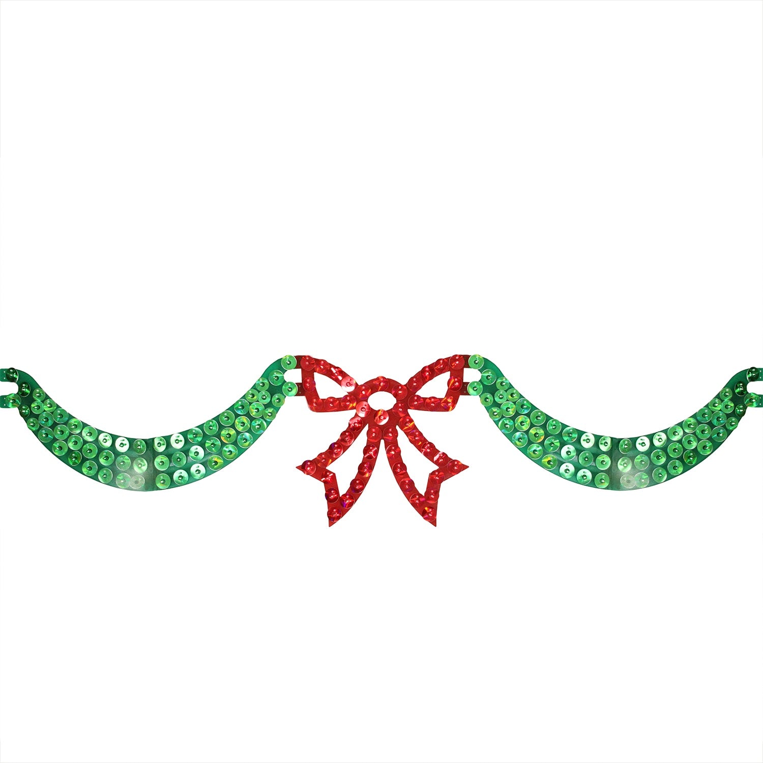 6' Pre-Lit Dazzling Green Christmas Swag with Red Bow - Hanging Holiday Decoration for Door, Mantel, and Staircase