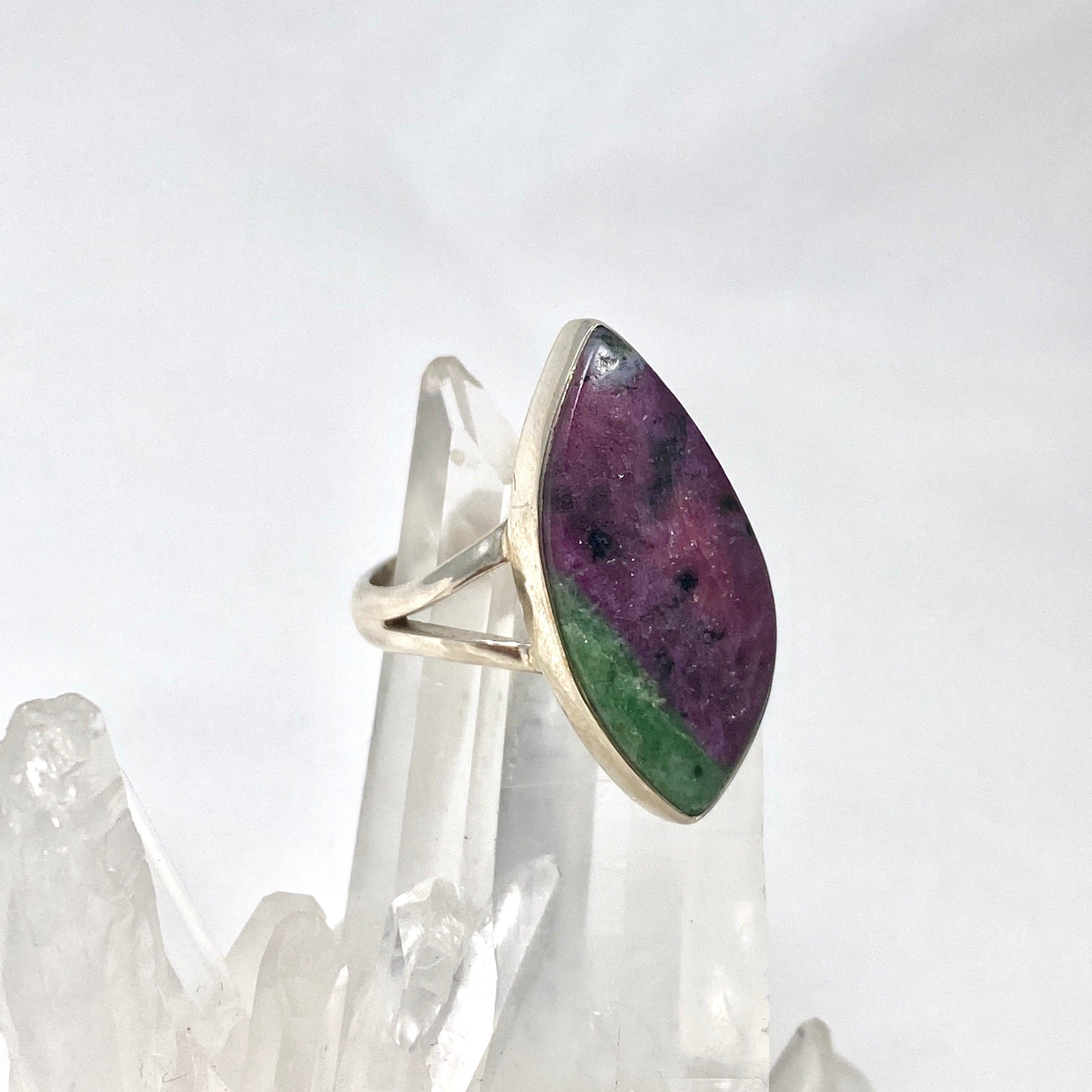 Natural Ruby in Zoisite Marquise Ring - Size 9 - KRGJ2444 - Elegant Jewelry for Women, Perfect for Weddings, Parties & Special Occasions