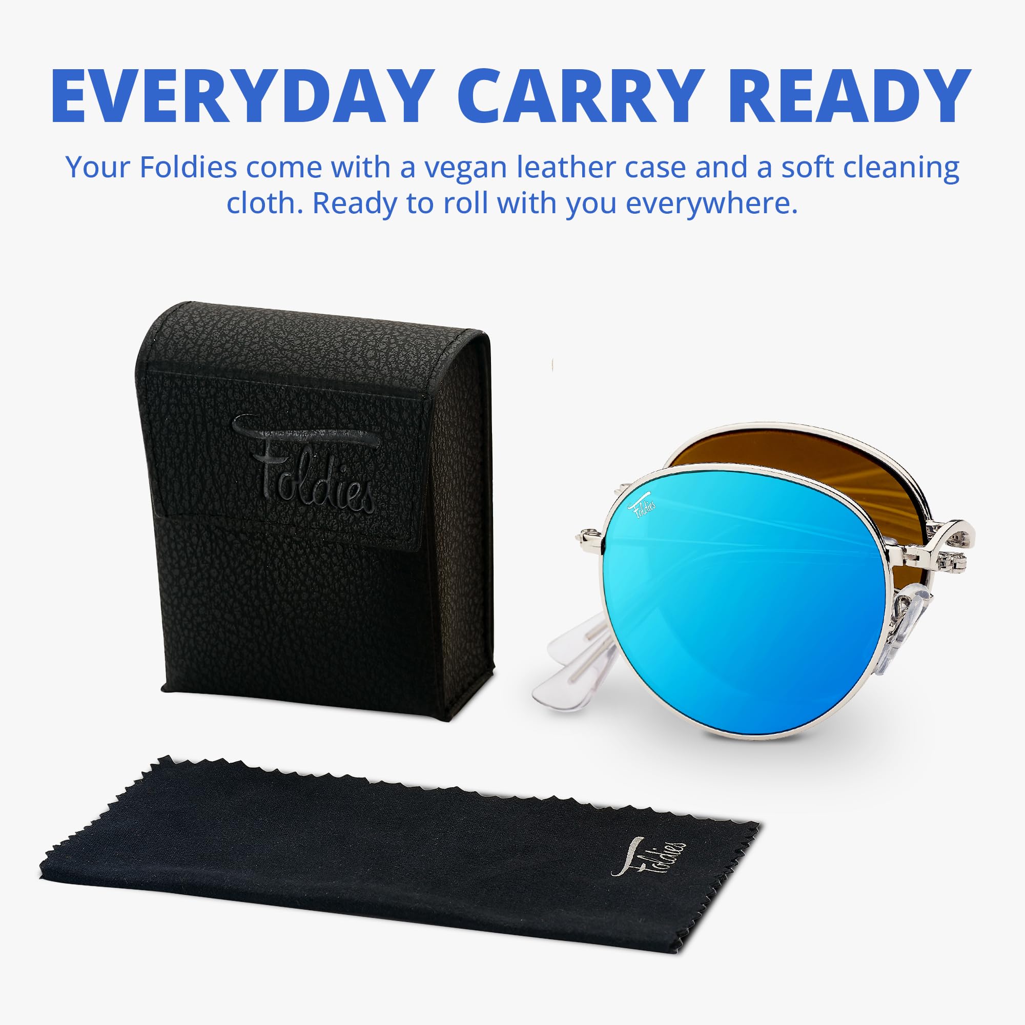 Polarized Round Folding Sunglasses for Men & Women - UV400 Protection Blocks UVA/UVB Rays - Includes Leather Case - Perfect for Travel, Driving & Outdoor Activities