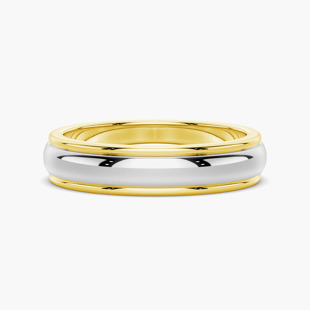 6mm Minimalist Two Tone Men's Wedding Band - Tungsten & Gold Comfort Fit Ring for Grooms, Anniversary & Promise Rings - Perfect for Everyday Wear & Special Occasions