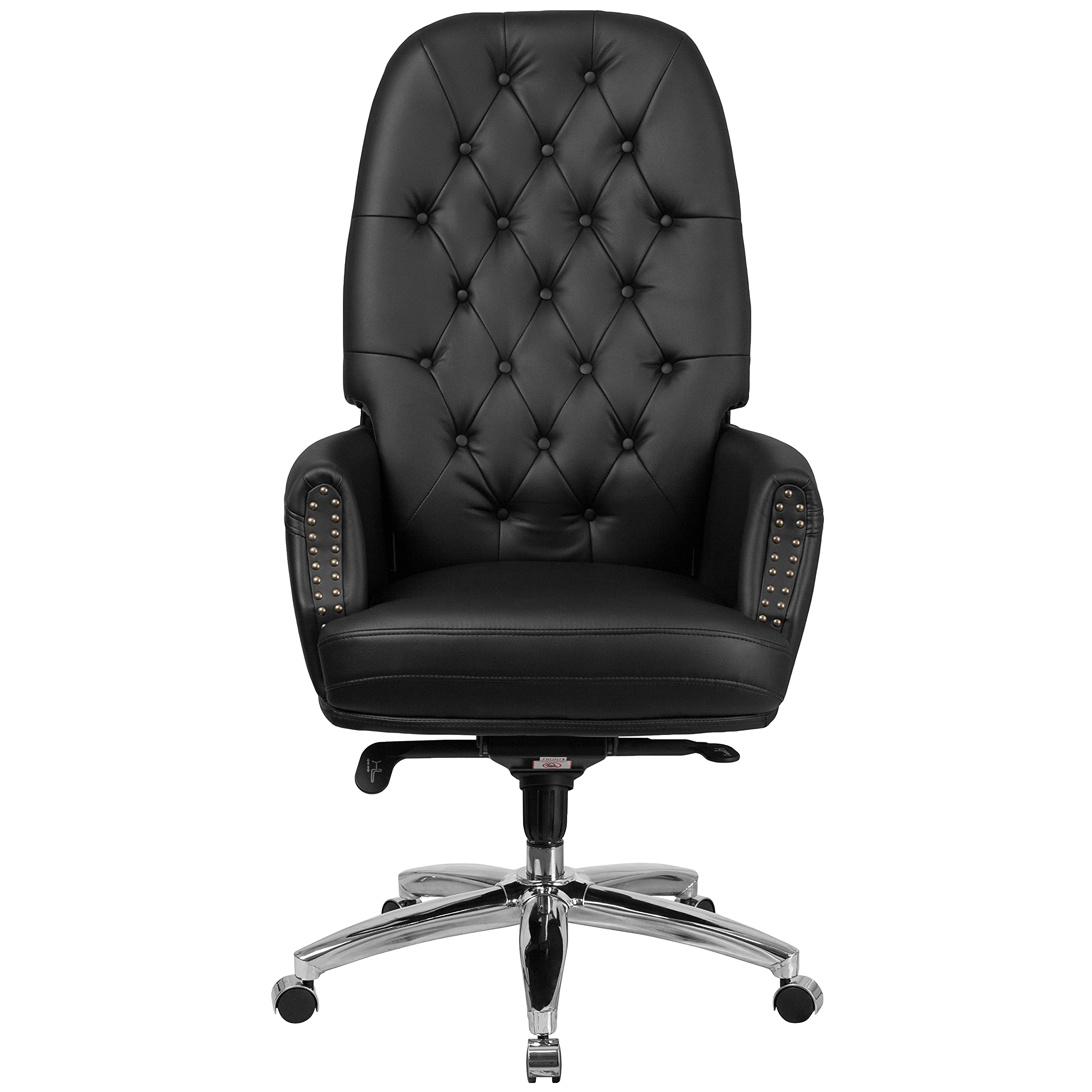 Premium High Back Ergonomic Office Chair - Black Genuine Leather with Lumbar Support & Adjustable Features for Home & Executive Workspaces - Ideal for Long Hours of Comfortable Sitting & Productivity