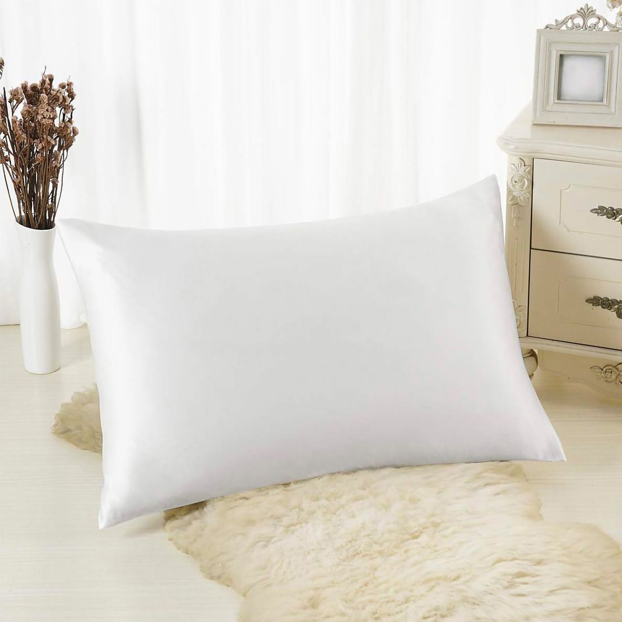 Blissy 100% Pure Mulberry Silk Pillowcase - White Standard Size (20x26 inches) for Hair & Skin Care - Perfect for Anti-Aging, Reducing Wrinkles & Frizz-Free Hair While You Sleep