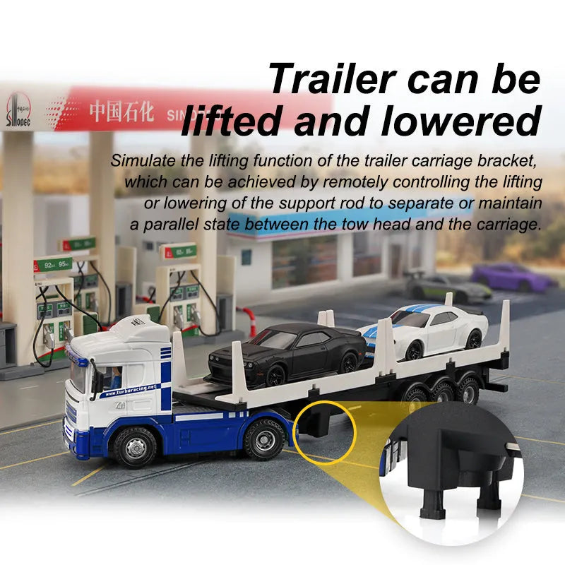 Turbo Racing 1:76 Scale C50 RC Semi Truck Trailer with Remote Control - Perfect for Kids, Collectors & Indoor Racing Fun