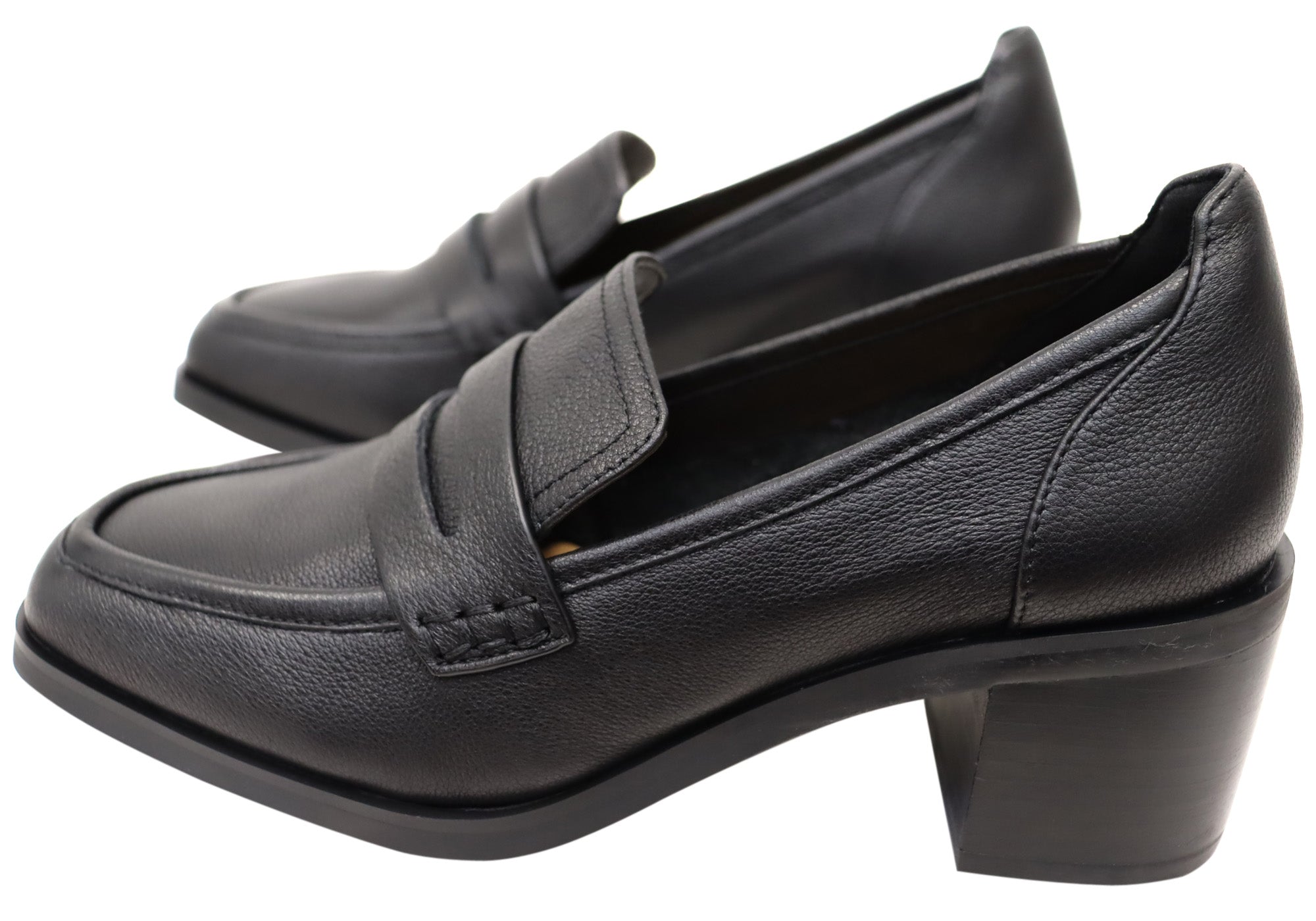 Hush Puppies Savior Women's Comfortable Leather Mid Heel Shoes for Work, Office & Dress Occasions | Slip-Resistant & Supportive Walking Shoes