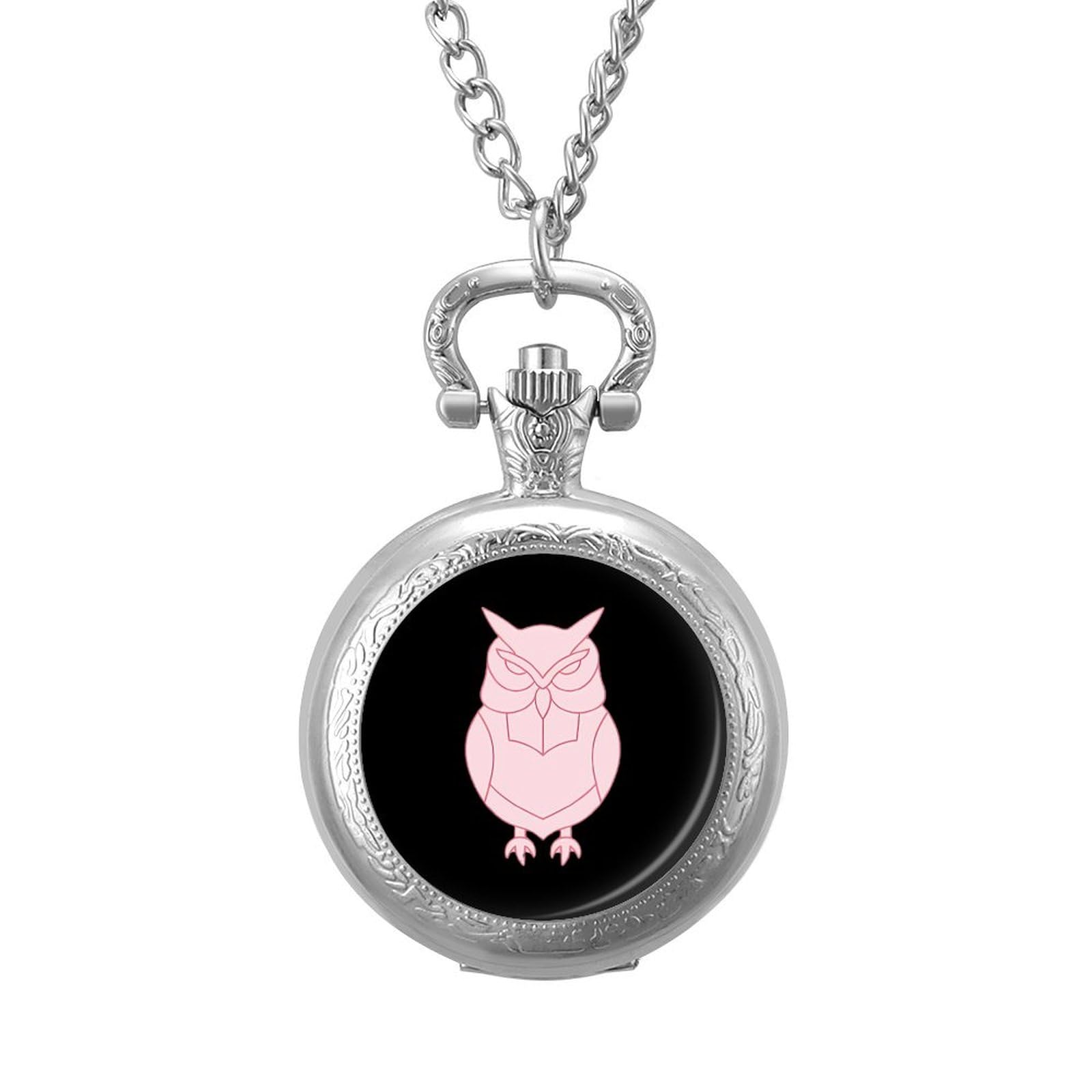 Vintage Owl Pocket Watch Necklace - Retro Numerals Scale Quartz Pendant Watch with Chain for Women & Men - Perfect for Steampunk Costume, Victorian Fashion & Unique Gifts