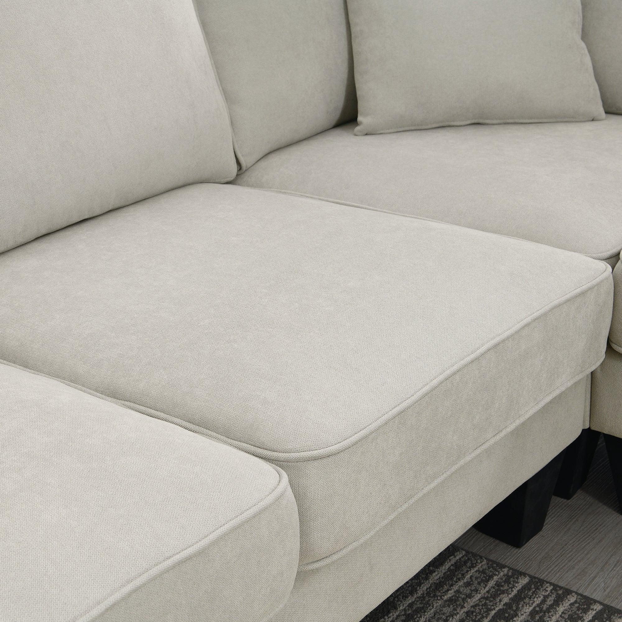 Modern U-Shaped 7-Seater Fabric Sectional Sofa - 108