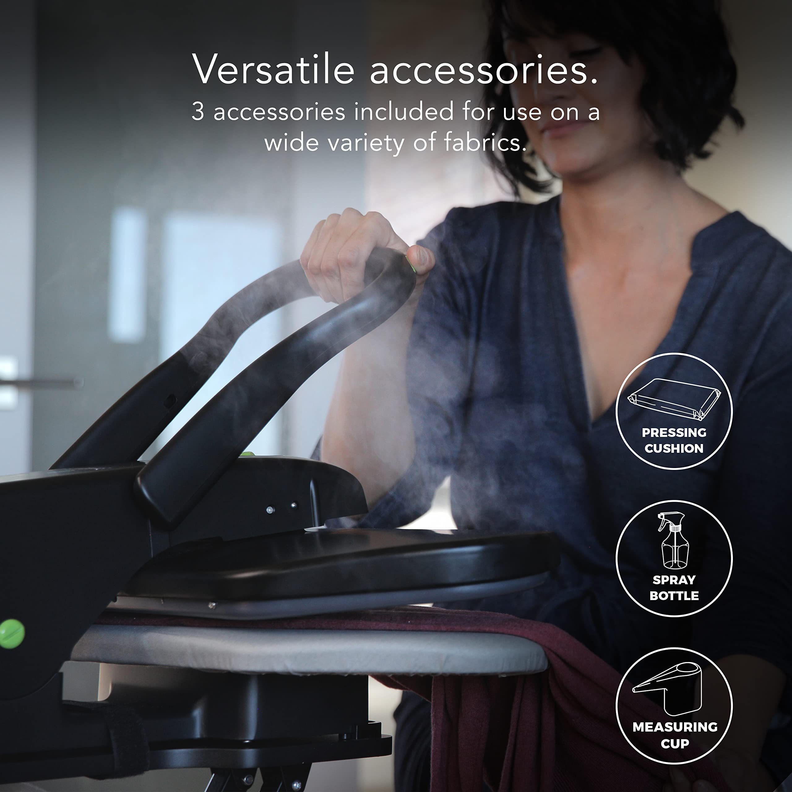 Steamfast SF-623 Mid-Size Steam Press with Multiple Fabric Settings & Steam Burst Function - A600-027 Steam Press Stand (Black) - Perfect for Home Ironing, Laundry, and Professional Garment Care