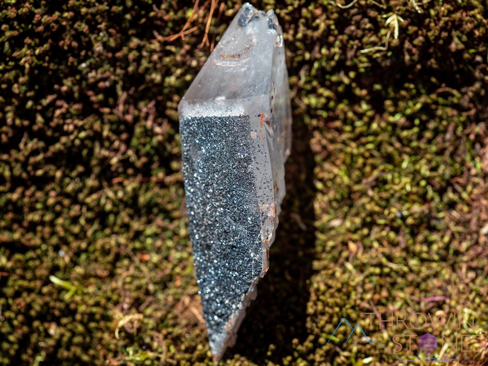 Natural QUARTZ Raw Crystal Point with HEMATITE - Healing Stone for Meditation, Reiki, Chakra Balancing | Unique Housewarming Gift & Spiritual Home Decor | Raw Crystals and Stones Collection (39913)