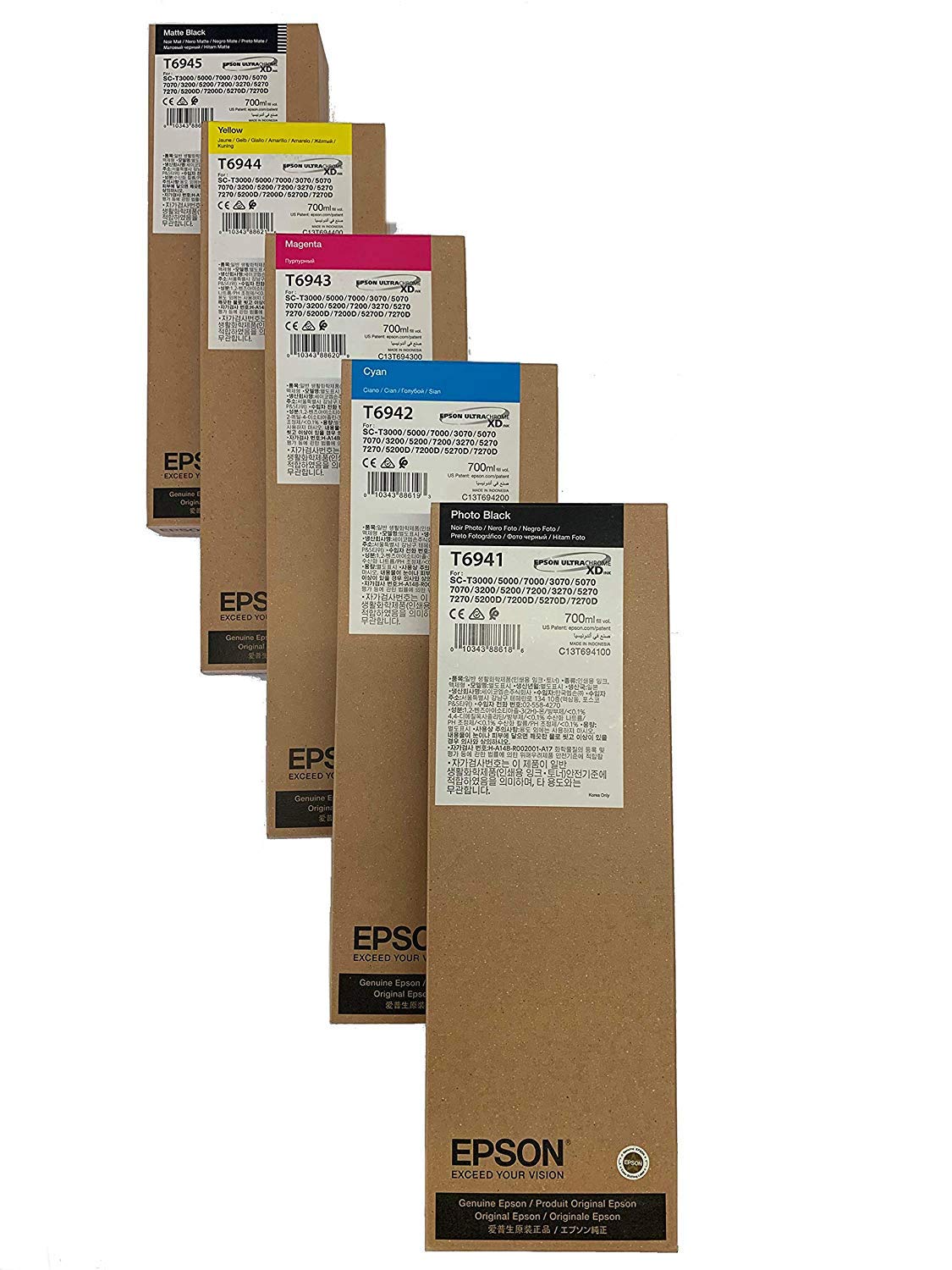 Epson T694 Ultrachrome 5-Color Ink Cartridge Set - Compatible with SureColor T-Series Printers | High-Quality Photo & Graphic Printing for Professional Studios & Home Offices