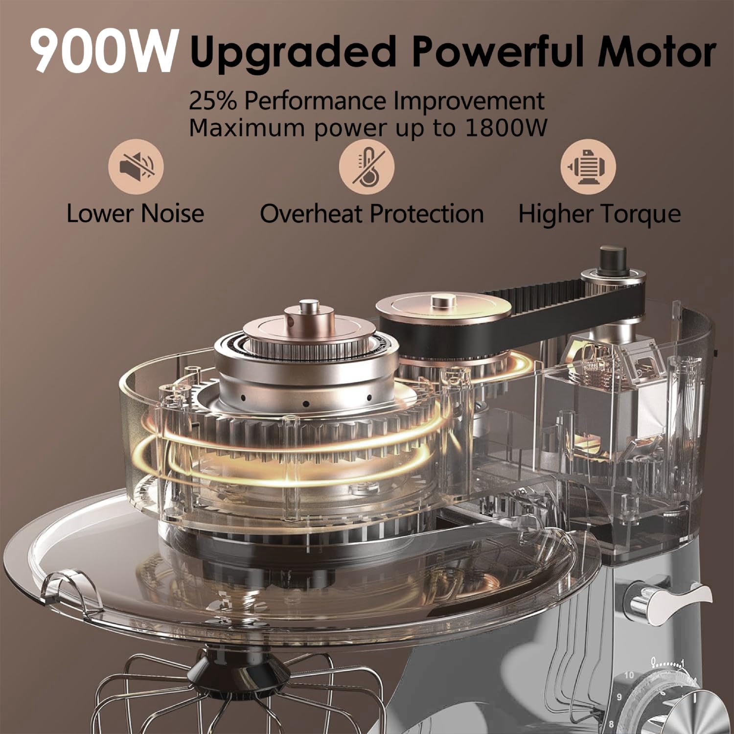 900W 8.5QT Stand Mixer with 10 Speeds & Attachments - Perfect for Baking & Cooking