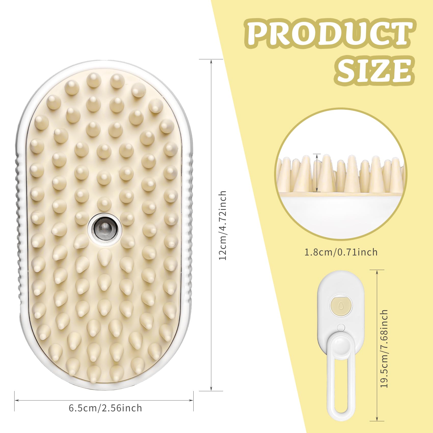 Pet Grooming Brush with Steamer - Dog & Cat Deshedding Brush with Spray Function, Water Comb Bath Brush for Shedding Control (White) - Perfect for Home Grooming & Professional Pet Care