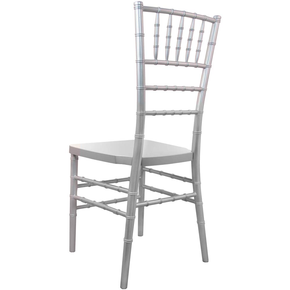 Flash Furniture Advantage Silver Resin Chiavari Chair - Elegant & Durable Event Seating for Weddings, Banquets, and Parties