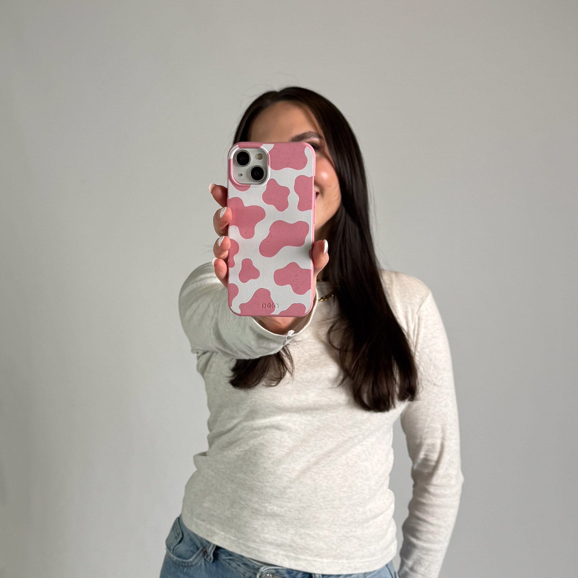 Pink Cow Print iPhone 13 Pro Max Case - Cute Animal Design Protective Phone Cover for Women & Girls - Perfect for School, Work, and Everyday Use