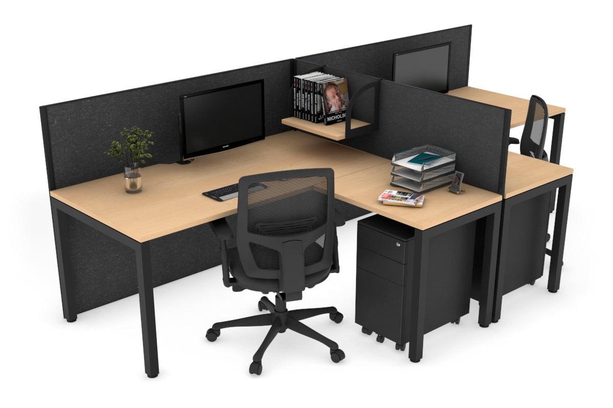 Quadro Square Legs 2-Person Corner Workstation - T-Shaped Office Desk (1800L x 1800W) with Cable Management Scallop - Perfect for Home Office, Coworking Spaces & Modern Workstations