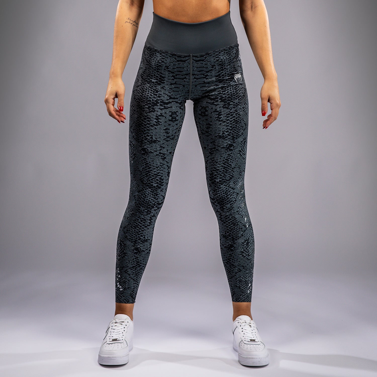 Venum Amazonia Women's Full Length Yoga Leggings - Dark Grey - High Waist Workout Pants for Running, Gym & Lounge Wear