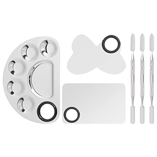 FOMIYES 3-Piece Stainless Steel Makeup Palette Set - Foundation Mixing Palette & Cosmetic Spatula Tool for Professional Makeup Artists - Perfect for Studio, Salon, and Home Beauty Use
