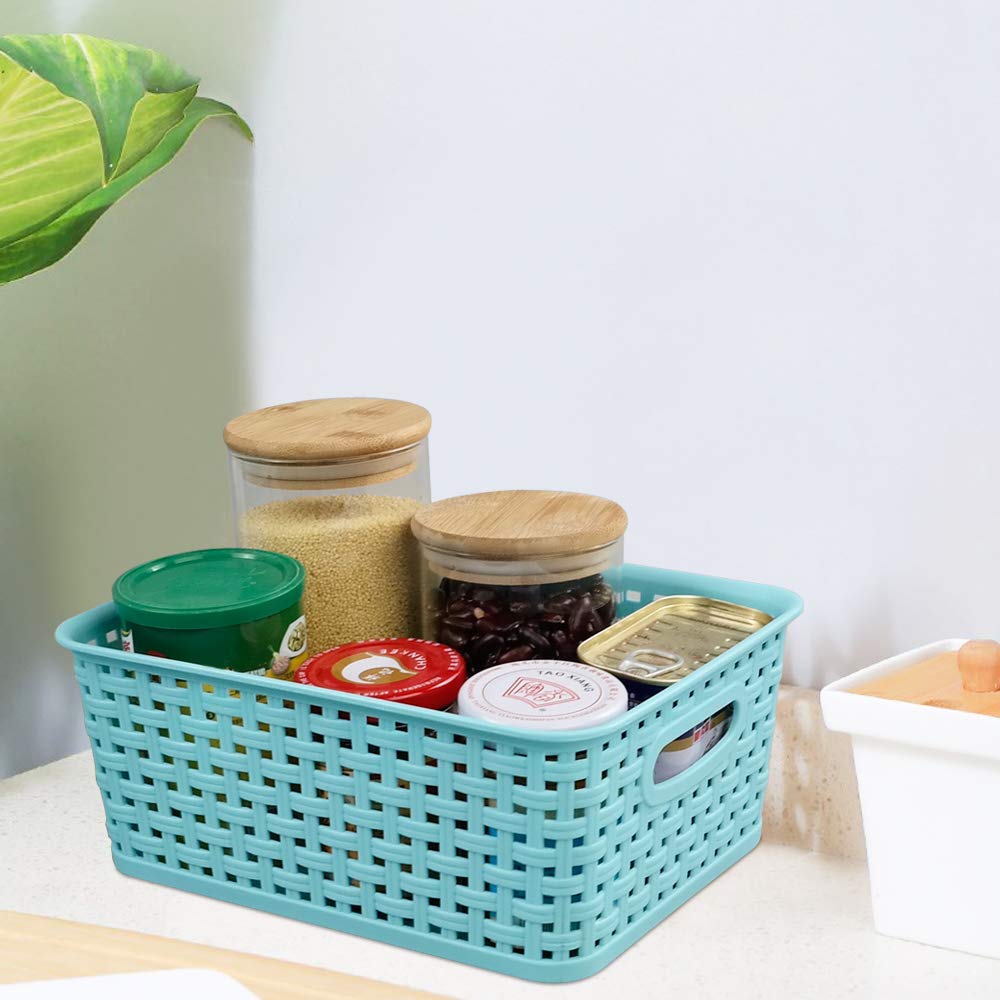 Vababa 6-Pack Plastic Storage Baskets & Bins - Organize Closet, Bathroom, Kitchen & Office Supplies - Durable Stackable Home Organization Containers