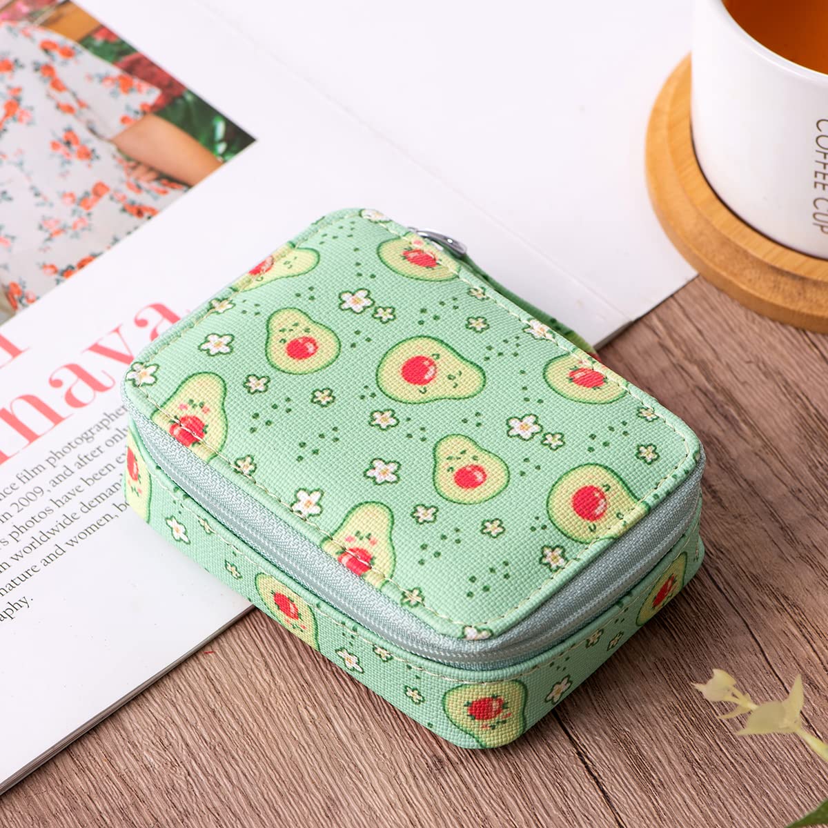 Faux Leather Weekly Pill Organizer Case - Compact Travel Medicine Box for Vitamins & Supplements - Perfect for Daily Use, Travel, and Home Organization (Avocado)